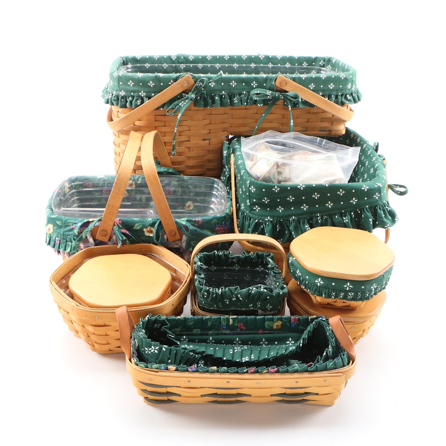 Longaberger Handwoven Stair and Other Baskets with Plastic Liners