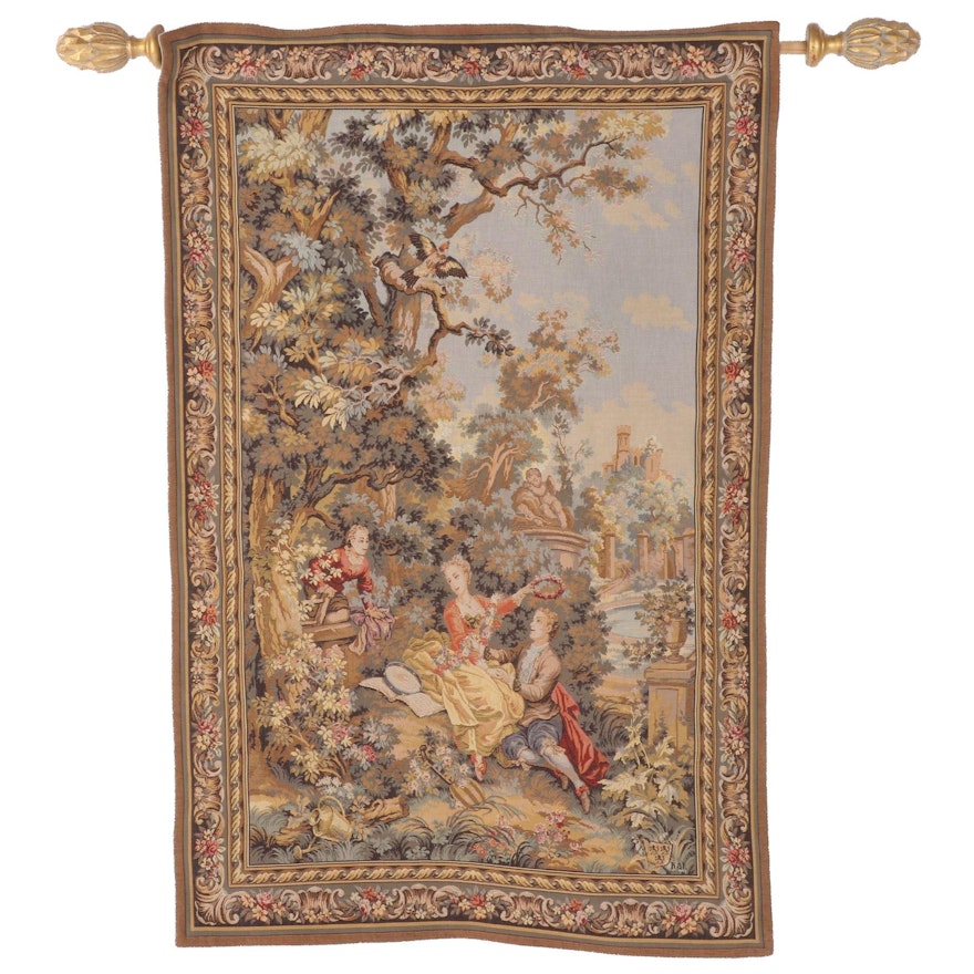 Rococo Style Jacquard Tapestry Inspired by Jean-Honore Fragonard, Late 20th C.