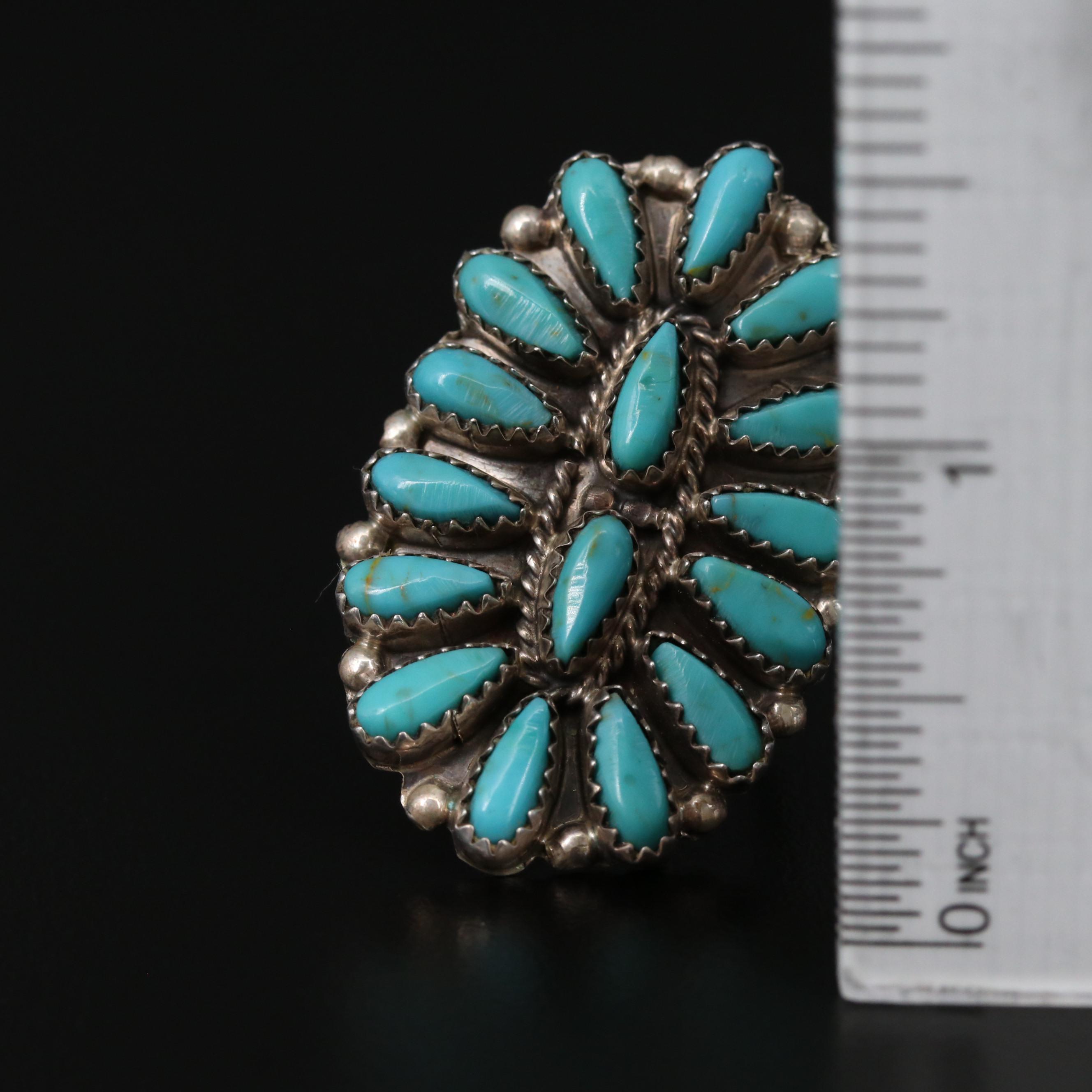 Paul Jones Navajo Diné Sterling Silver Turquoise Petit Point Ring