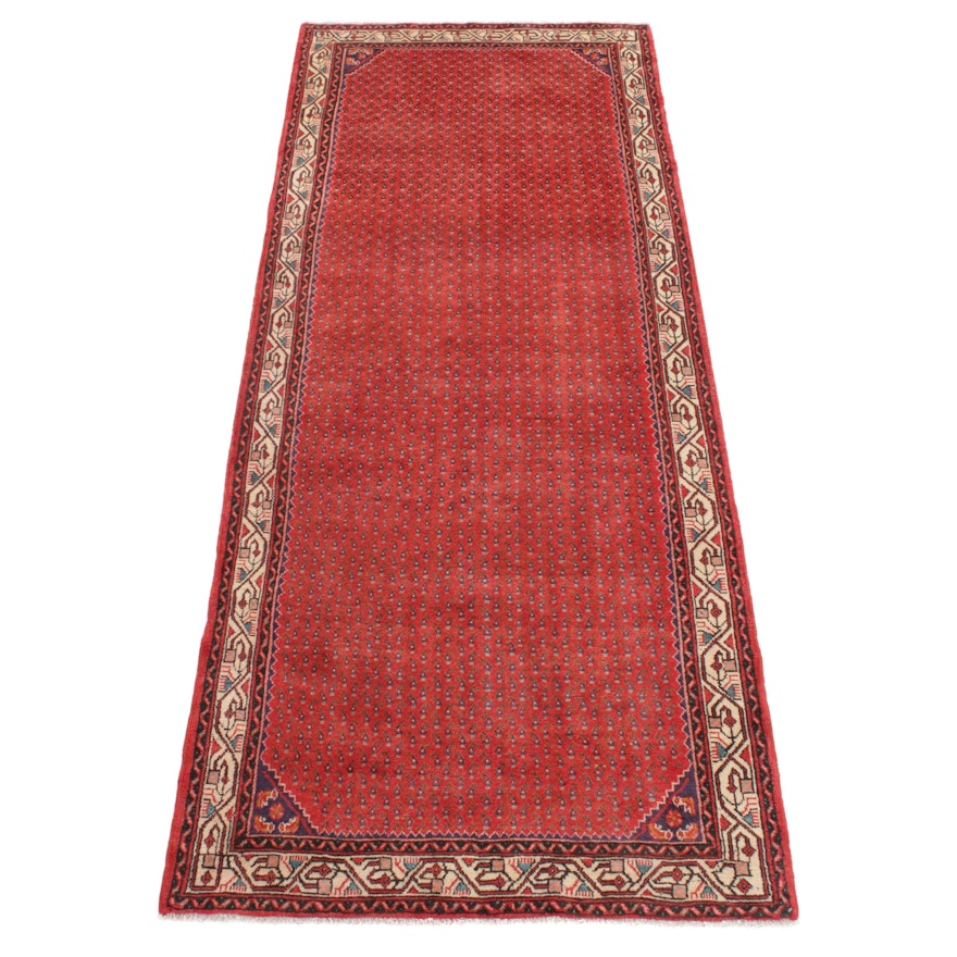 4'1 x 10'2 Hand-Knotted Persian Mir Saraband Wide Runner, 1970s