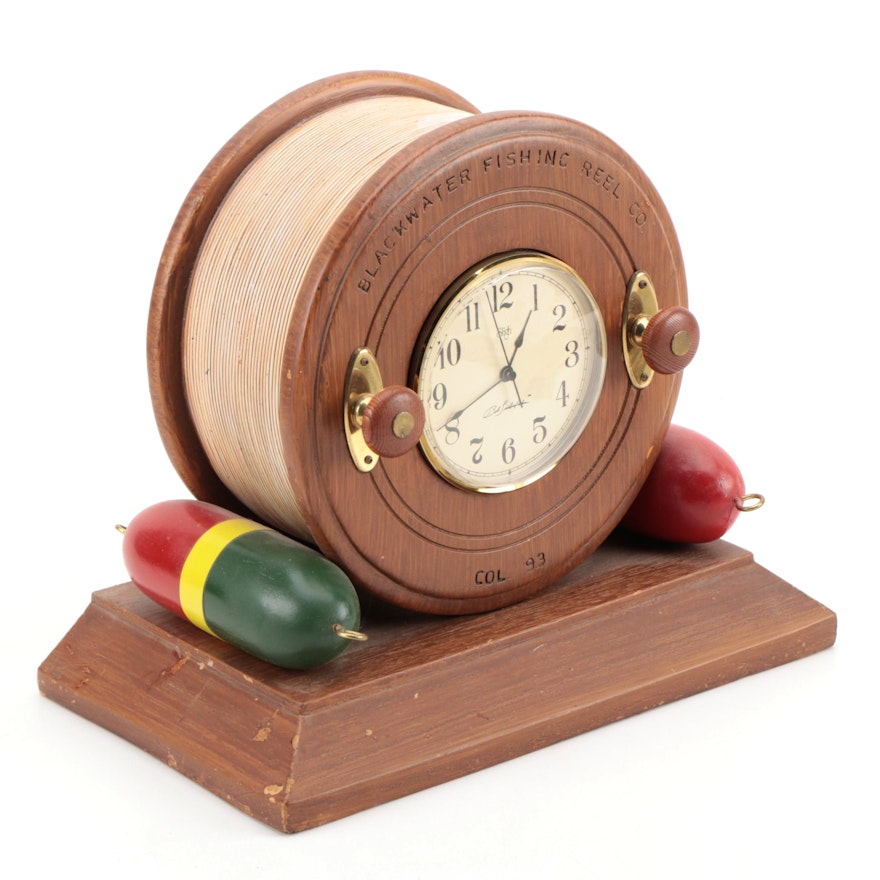 Sligh Bob Timberlake Collection Fishing Reel Mantle Clock, Late 20th Century