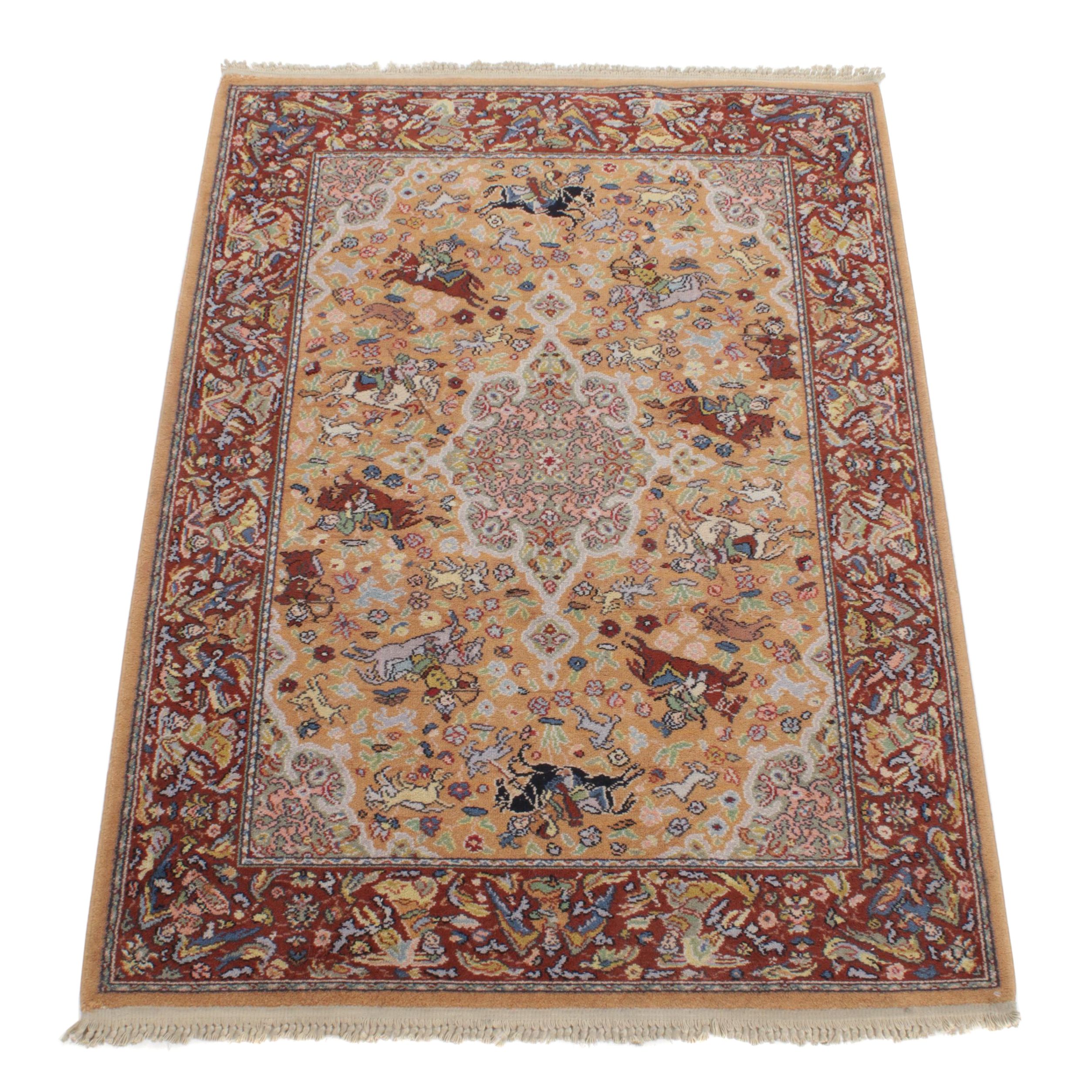 4'4 x 6'4 Hand-Knotted Karastan Persian Tabriz Pictorial Rug, 1990s