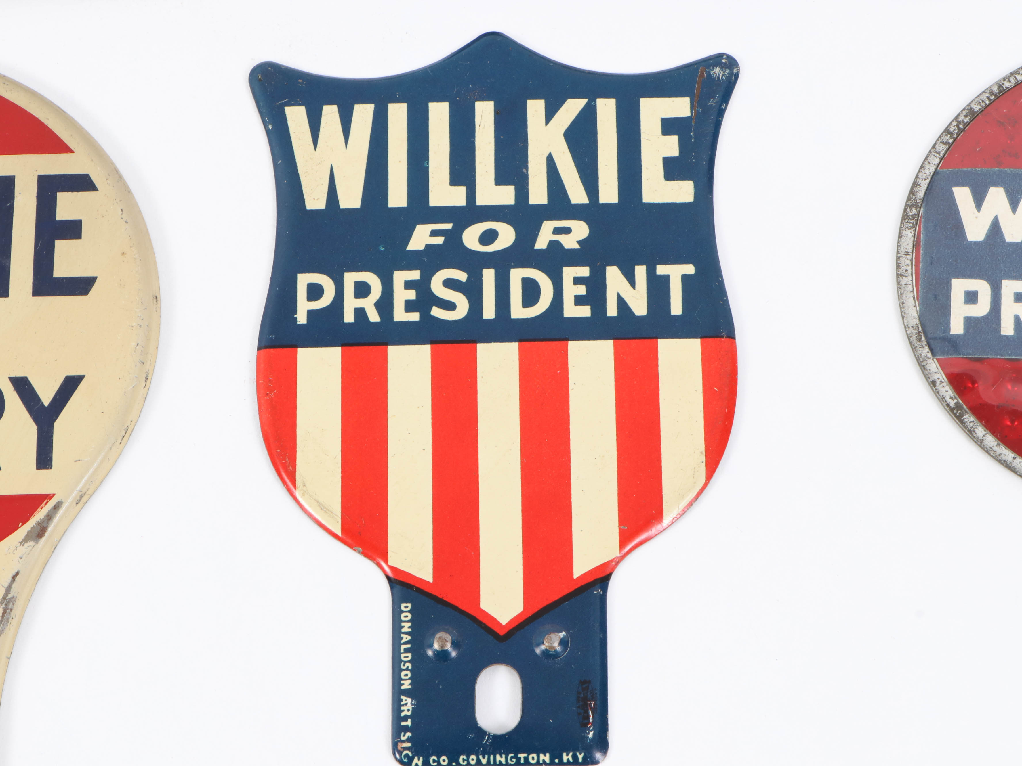 Wendell Willkie License Plates and Tags, 1940s
