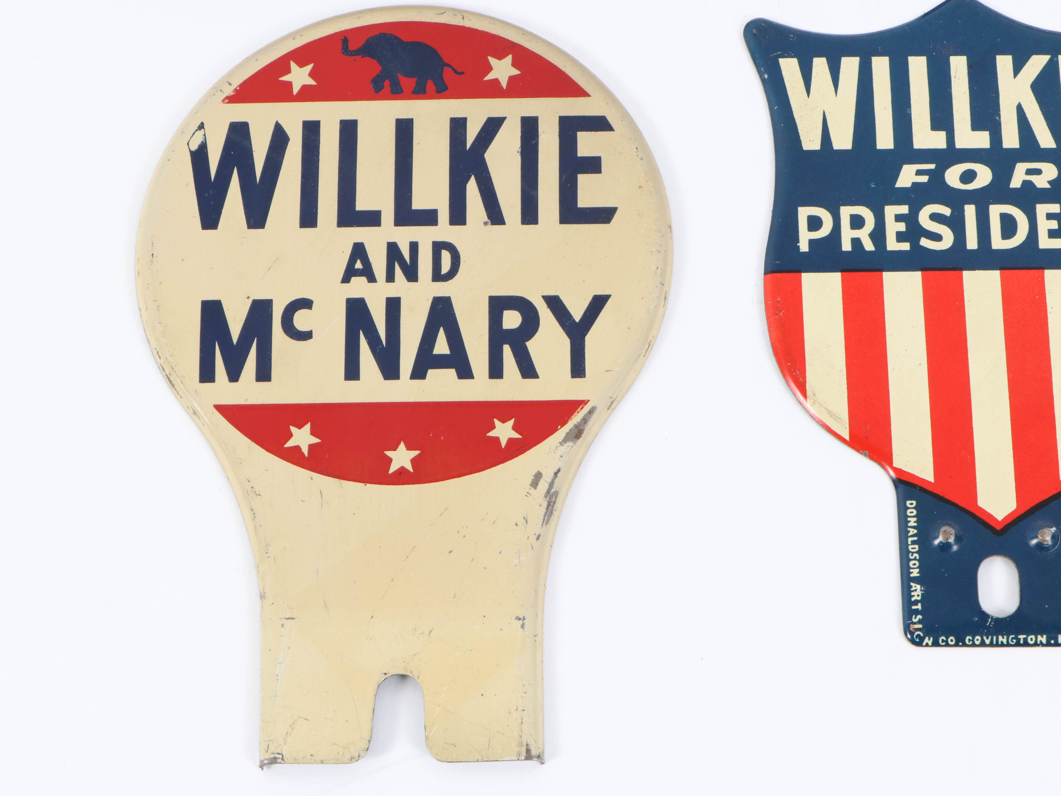 Wendell Willkie License Plates and Tags, 1940s
