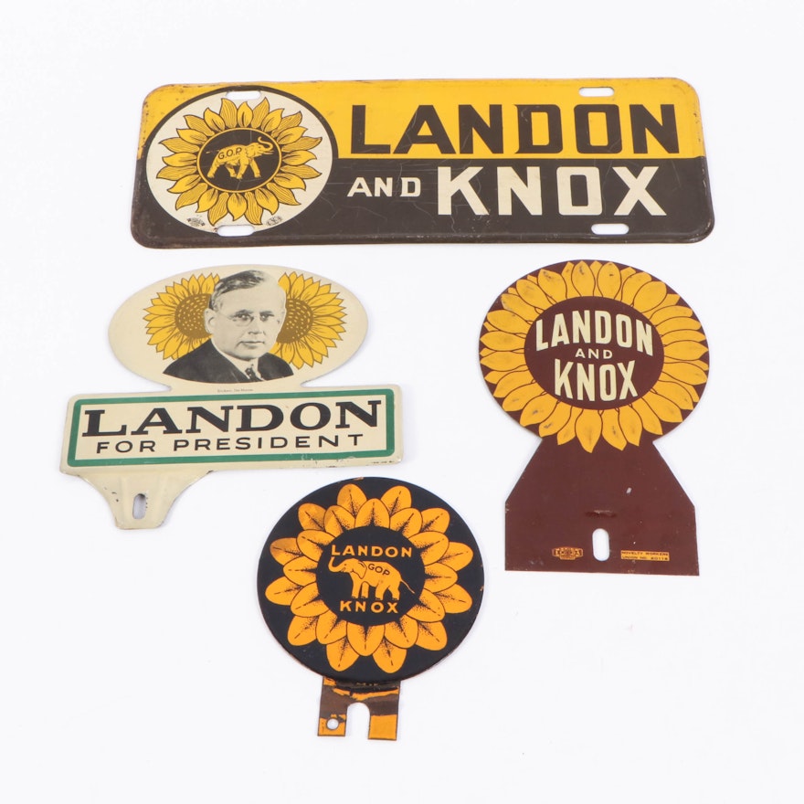 Alf Landon and Frank Knox License Plate and Tags, 1930s