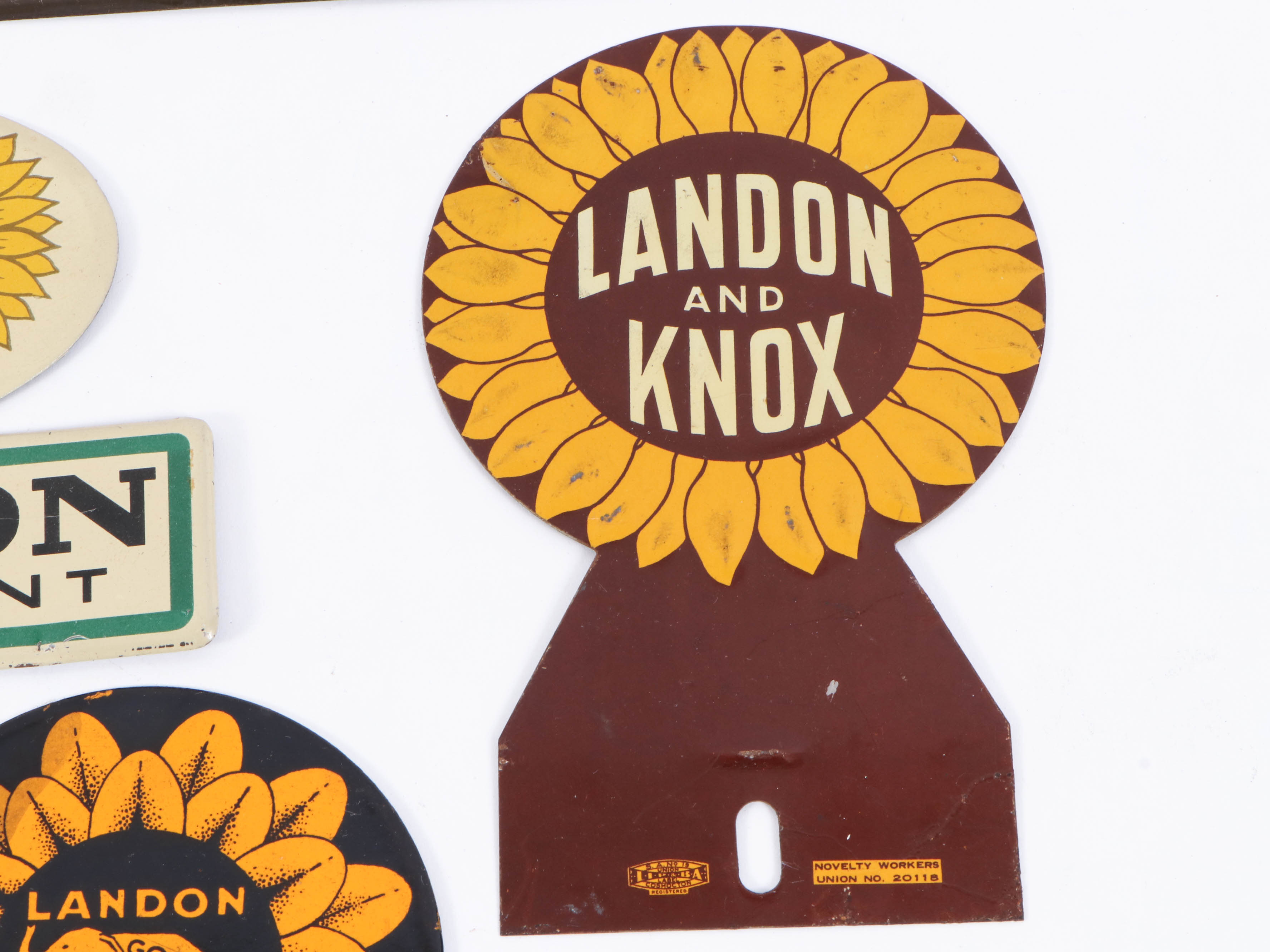 Alf Landon and Frank Knox License Plate and Tags, 1930s