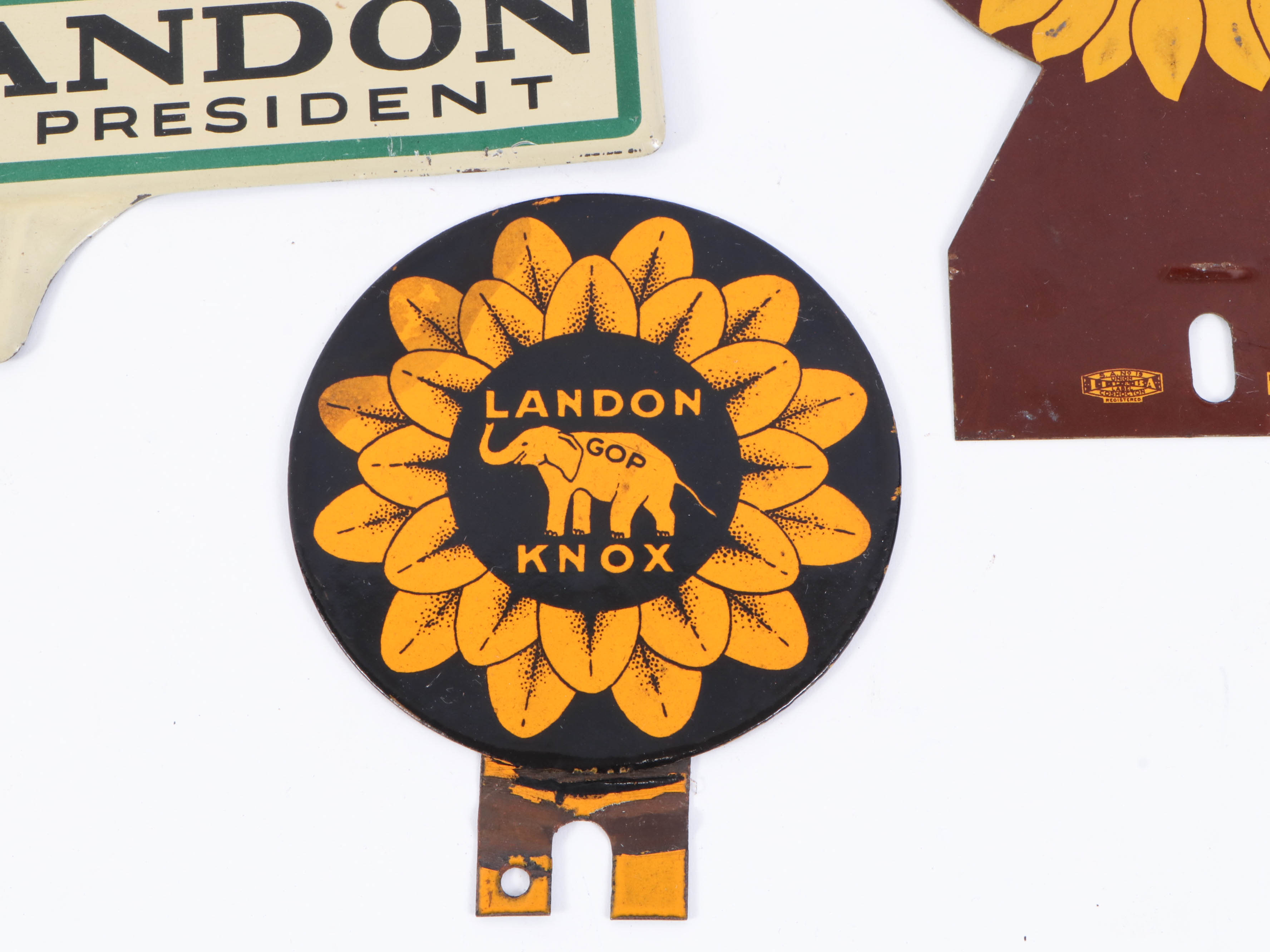 Alf Landon and Frank Knox License Plate and Tags, 1930s