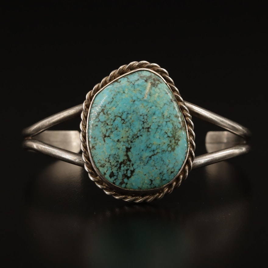 Western Sterling Turquoise Cuff