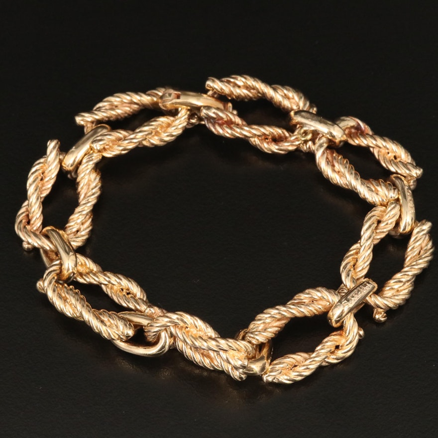 Vintage 14K Oval Rope Link Chain