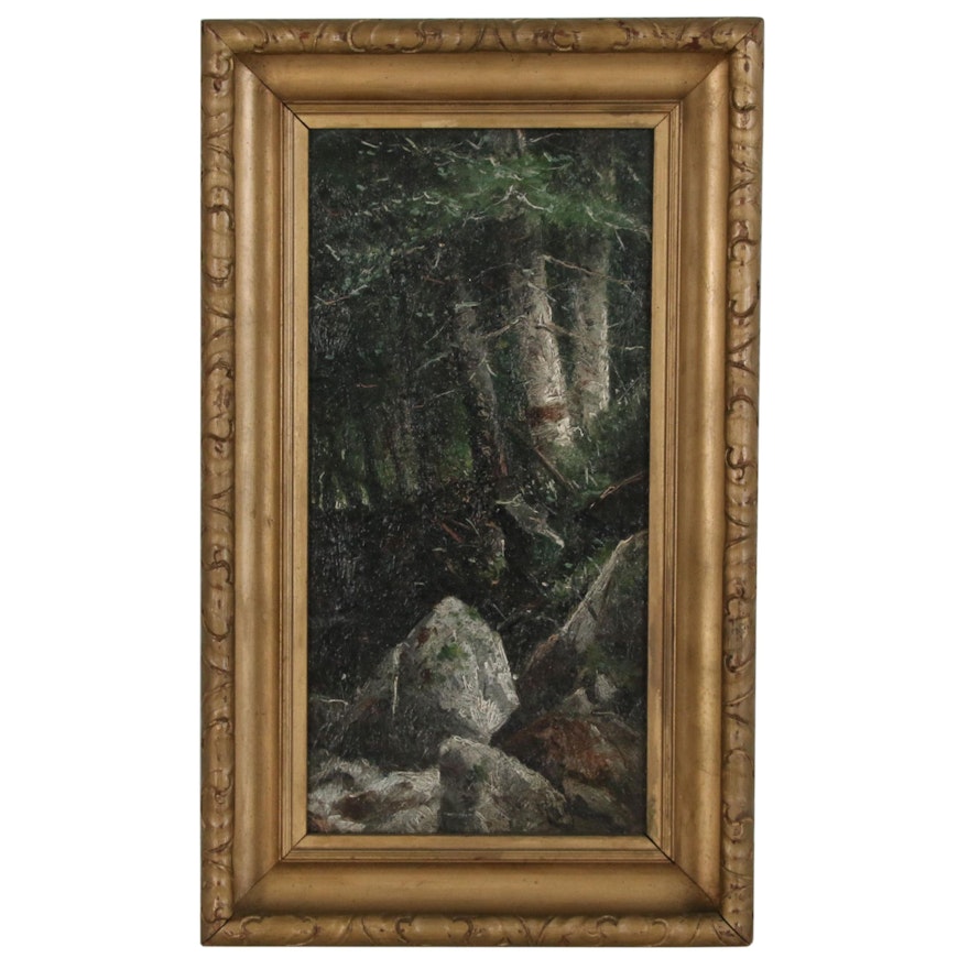 William H. Weisman Forest Interior Landscape Oil Painting