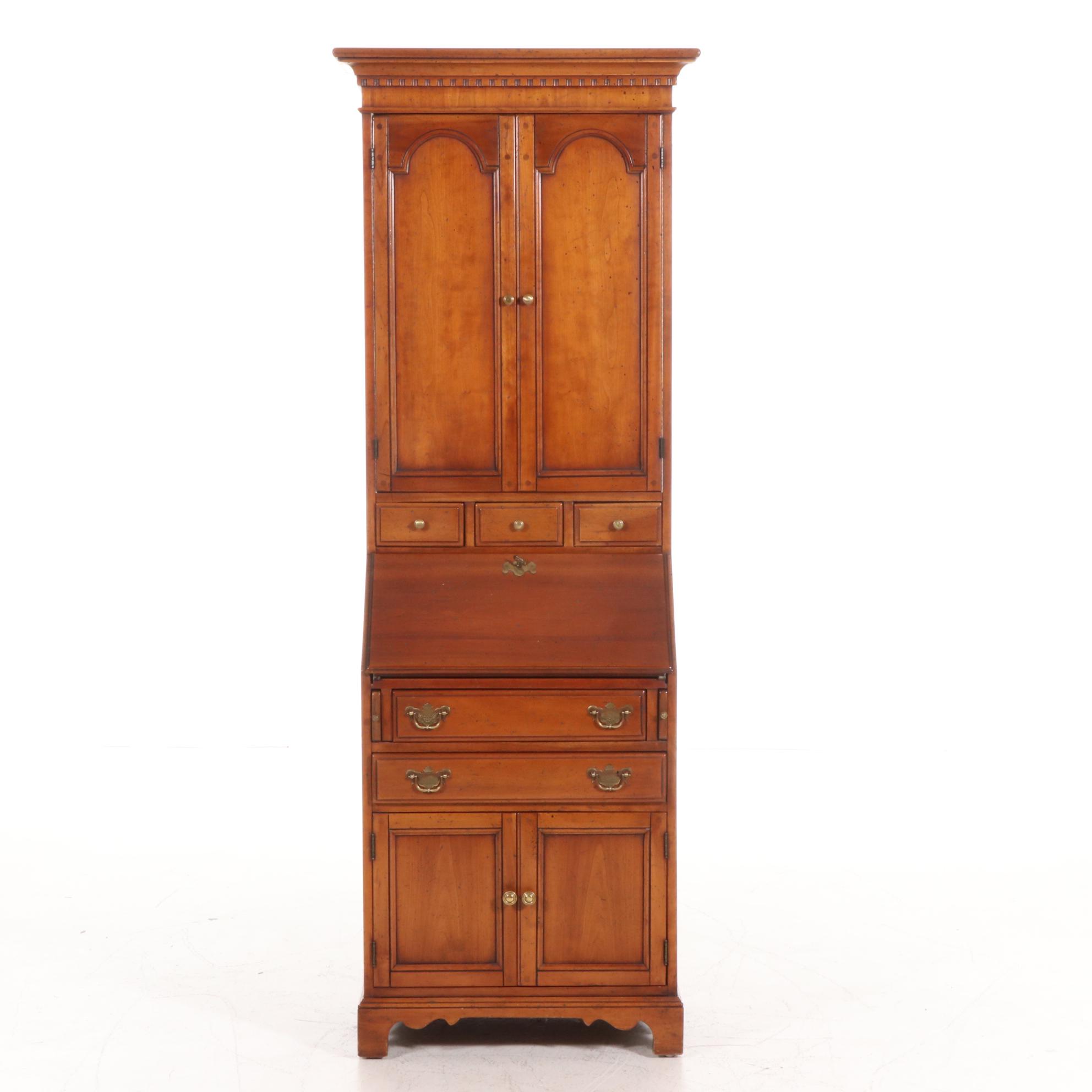 Colonial Revival Petite Cherrywood Secretary, Late 20th Century