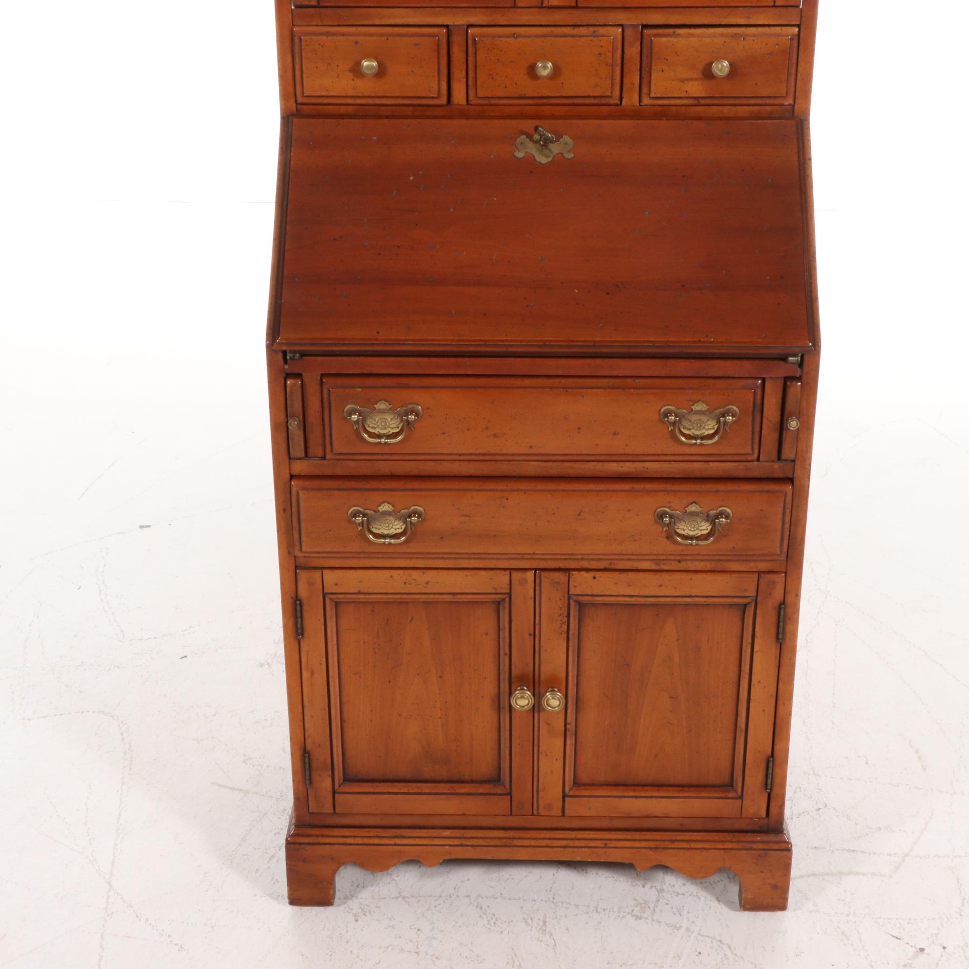 Colonial Revival Petite Cherrywood Secretary, Late 20th Century