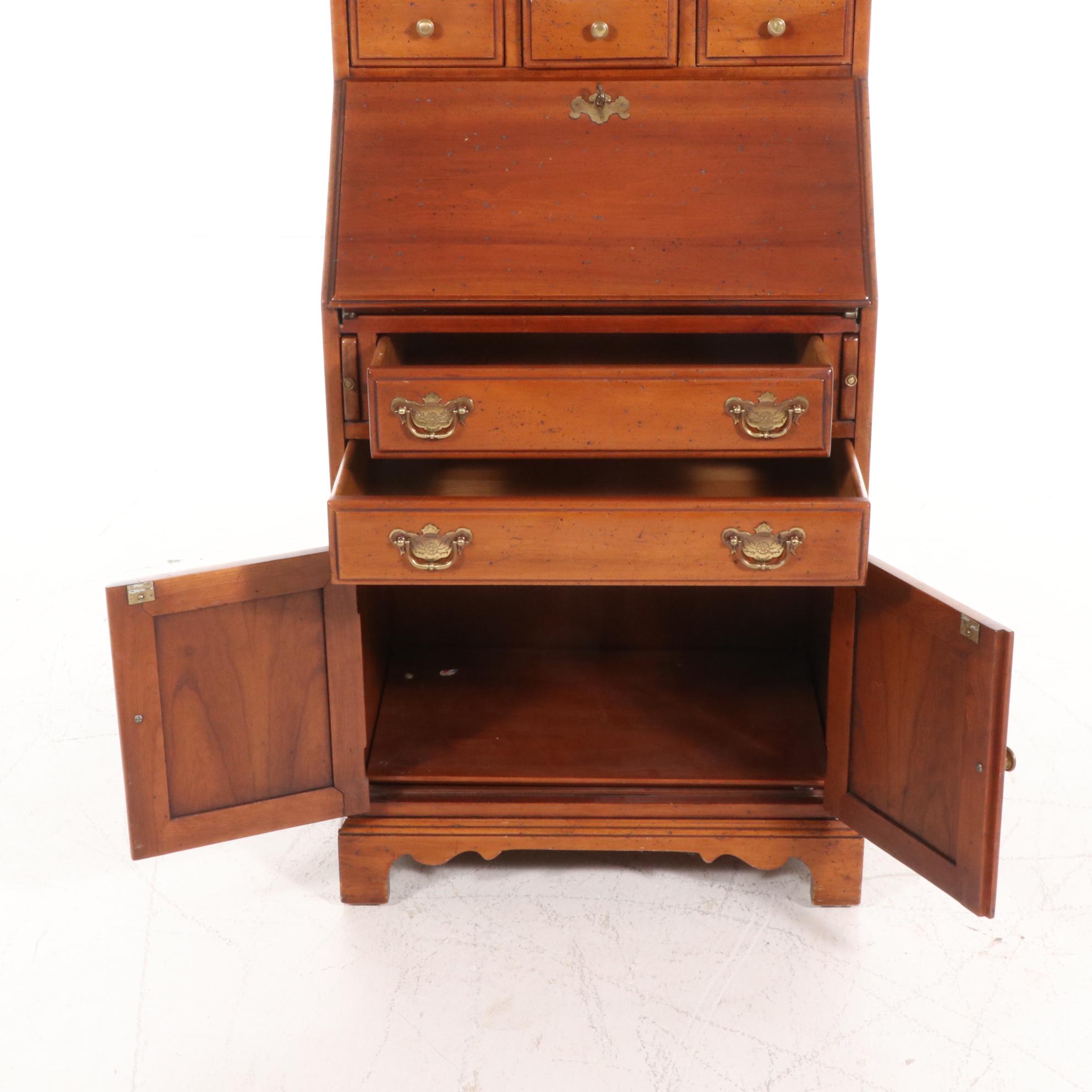 Colonial Revival Petite Cherrywood Secretary, Late 20th Century