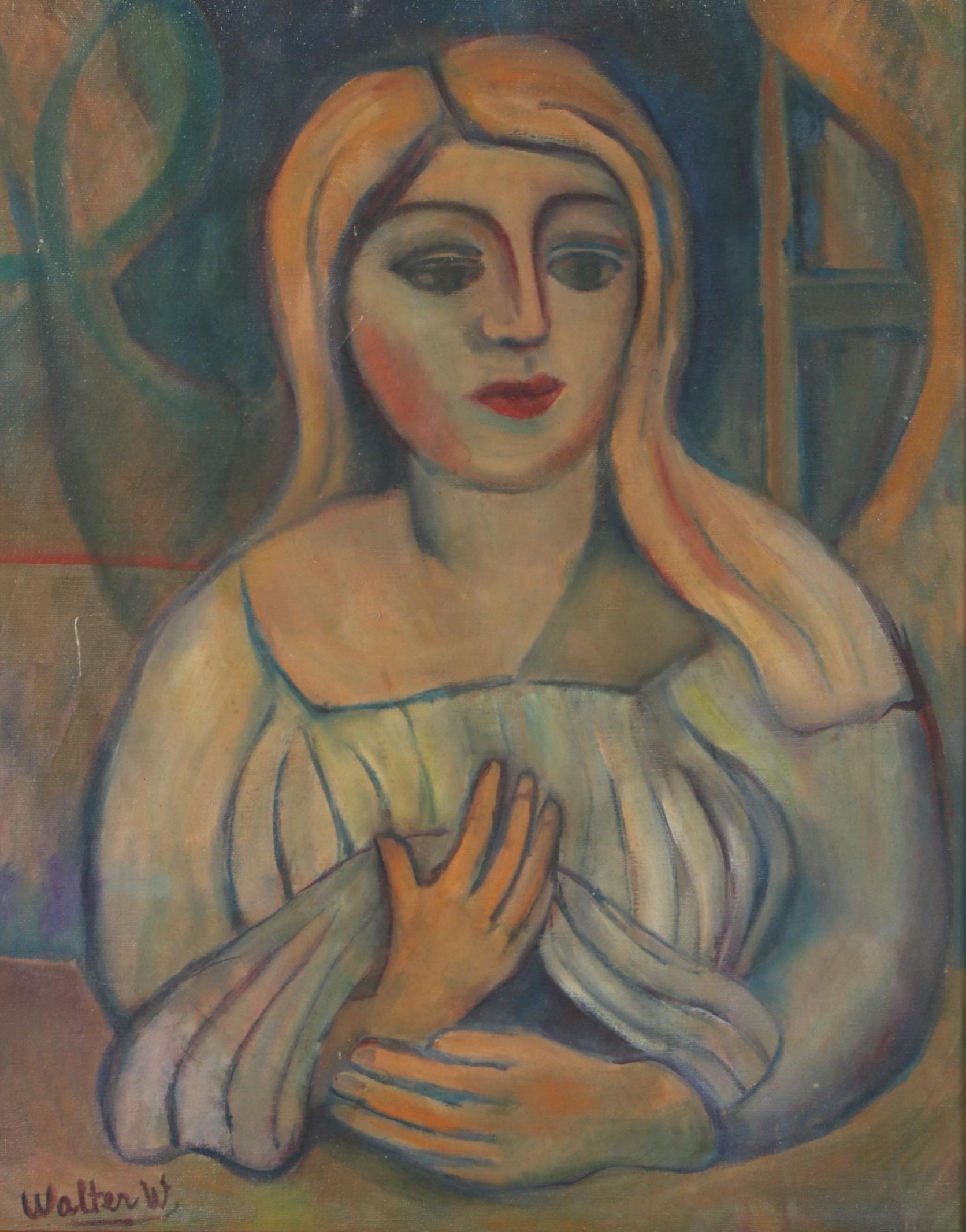 Walter Wada Oil Painting "No. 14", 1962