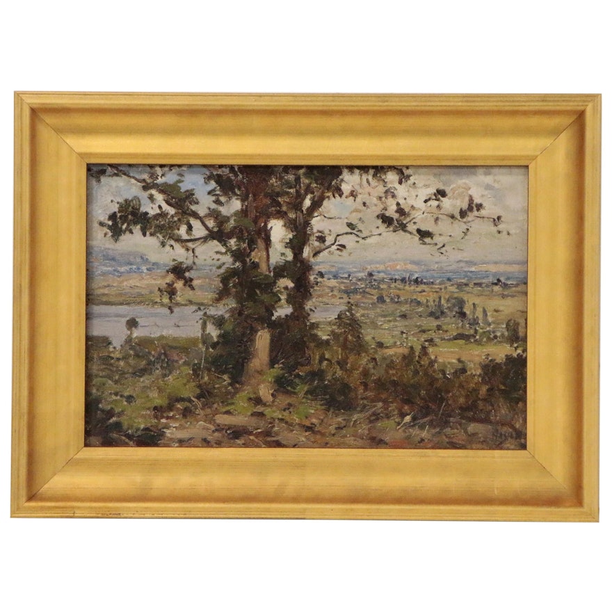 European Countryside Oil Painting, Mid to Late 20th Century