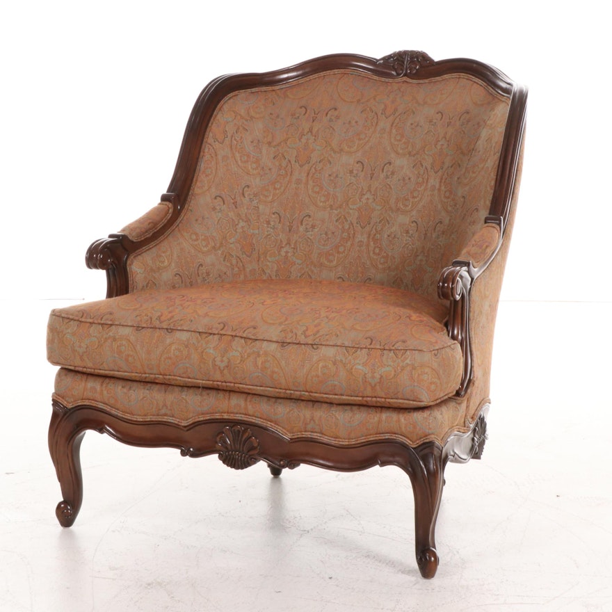 Lillian August Wood Frame Chair with Jacquard Upholstery, 21st Century