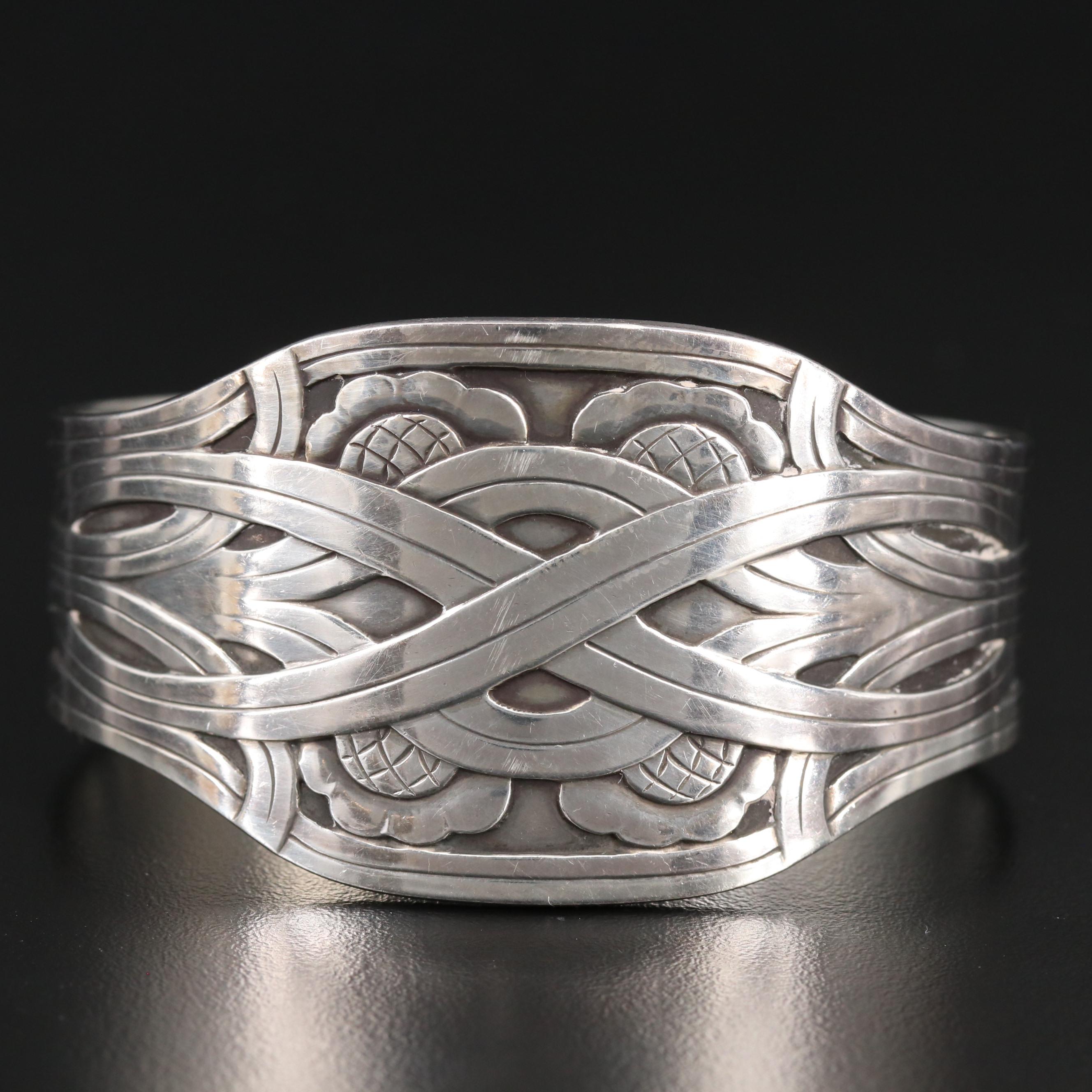 Vintage Modernist Georg Jensen Sterling Silver Cuff Bracelet