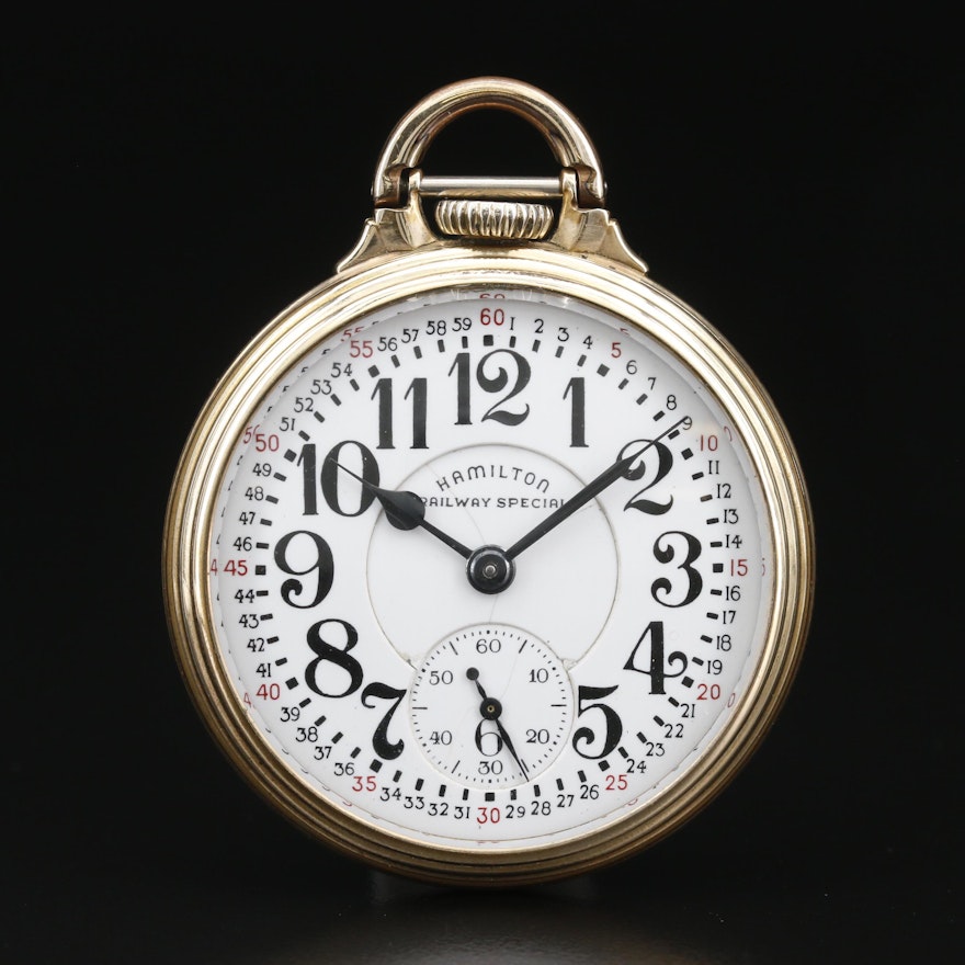 1945 Hamilton Railway Special Gold Filled Open Face Pocket Watch