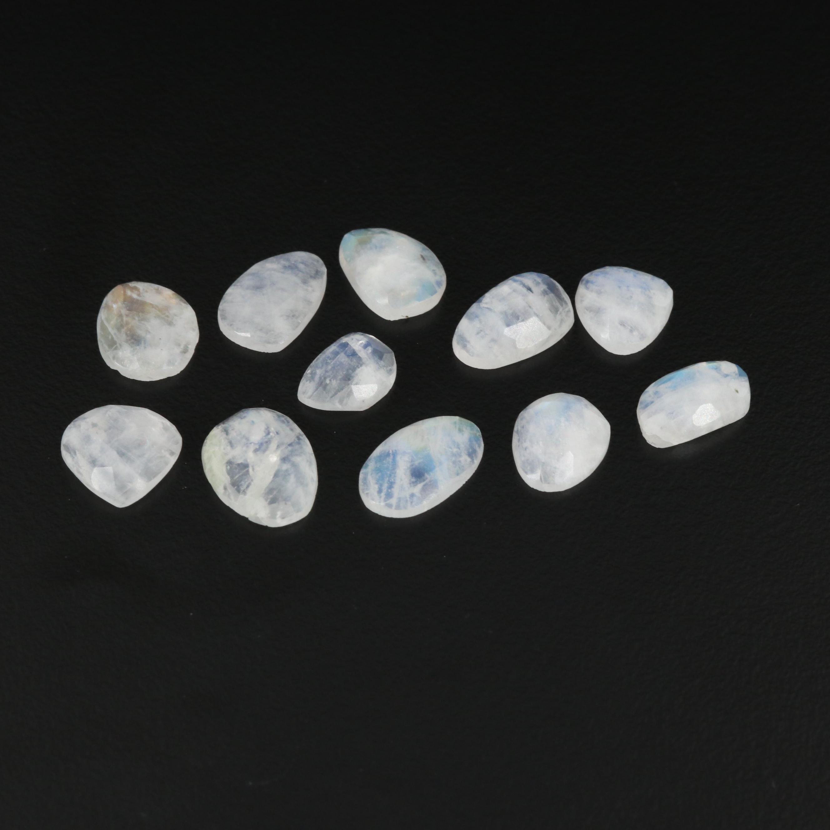 Loose 28.79 CTW Rose Faceted Rainbow Moonstone