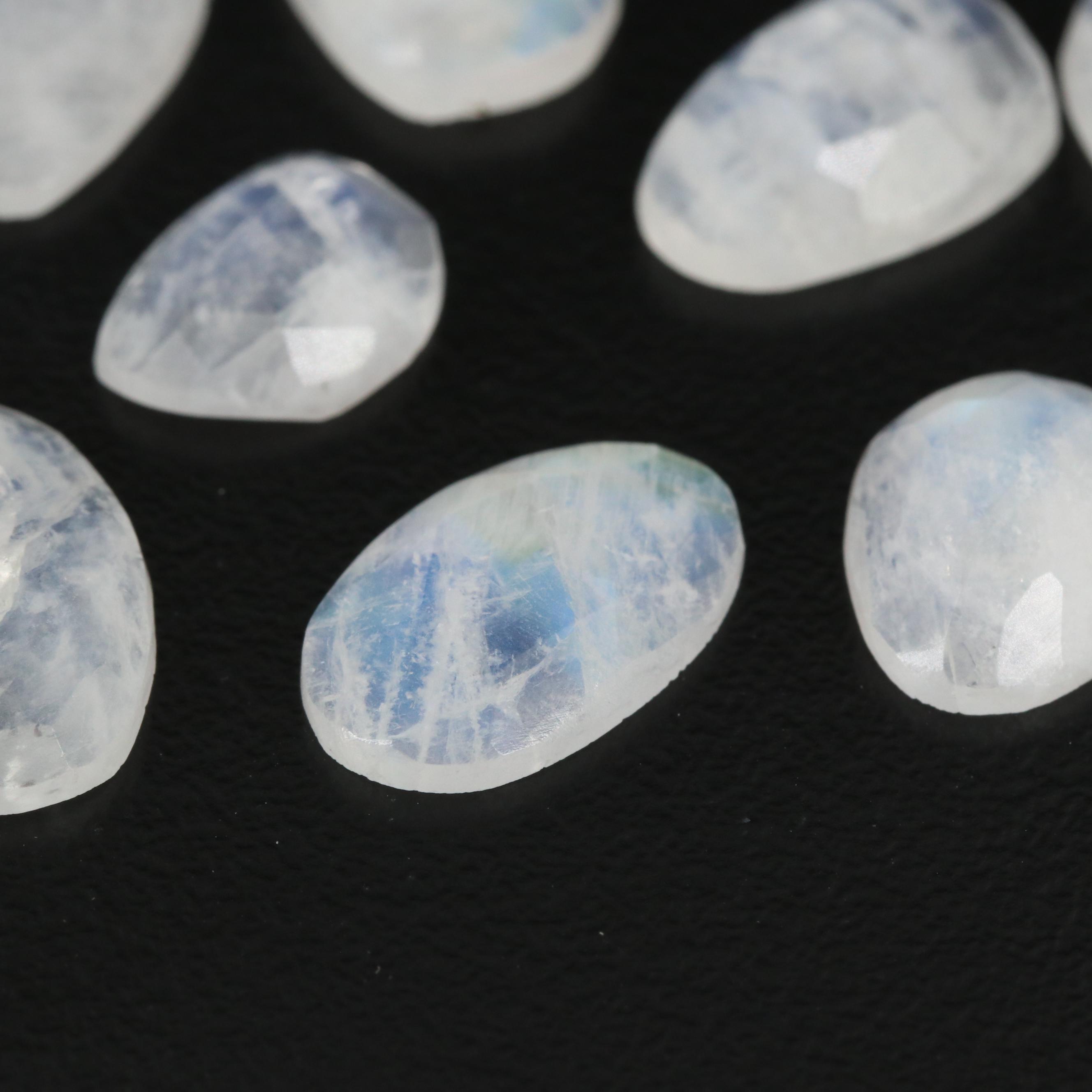 Loose 28.79 CTW Rose Faceted Rainbow Moonstone