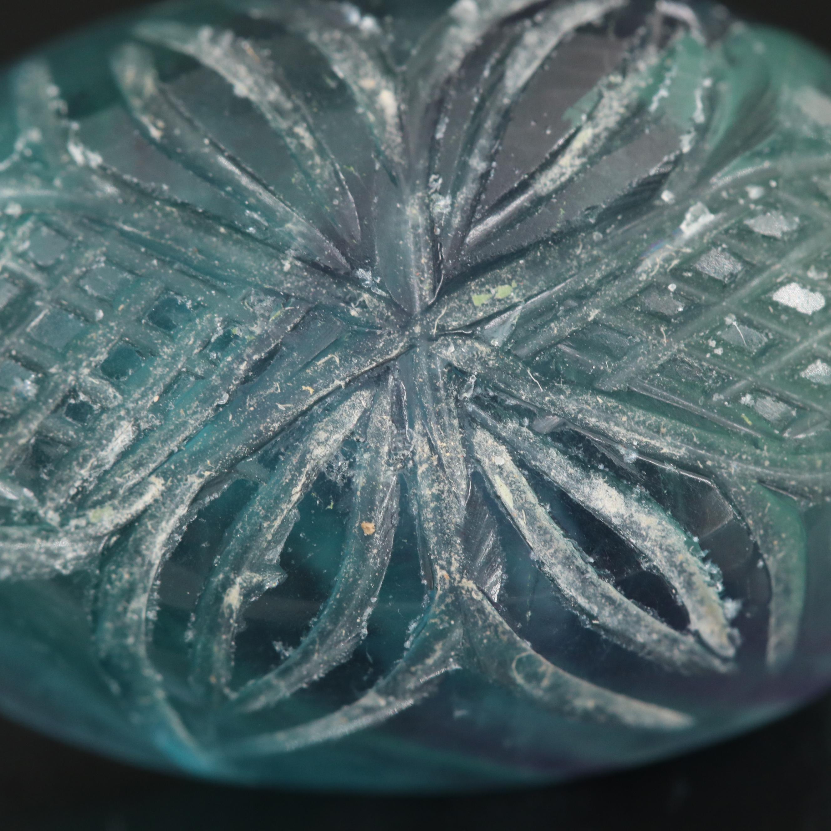 Loose 40.63 CT Carved Oval Parti Colored Fluorite Cabochon