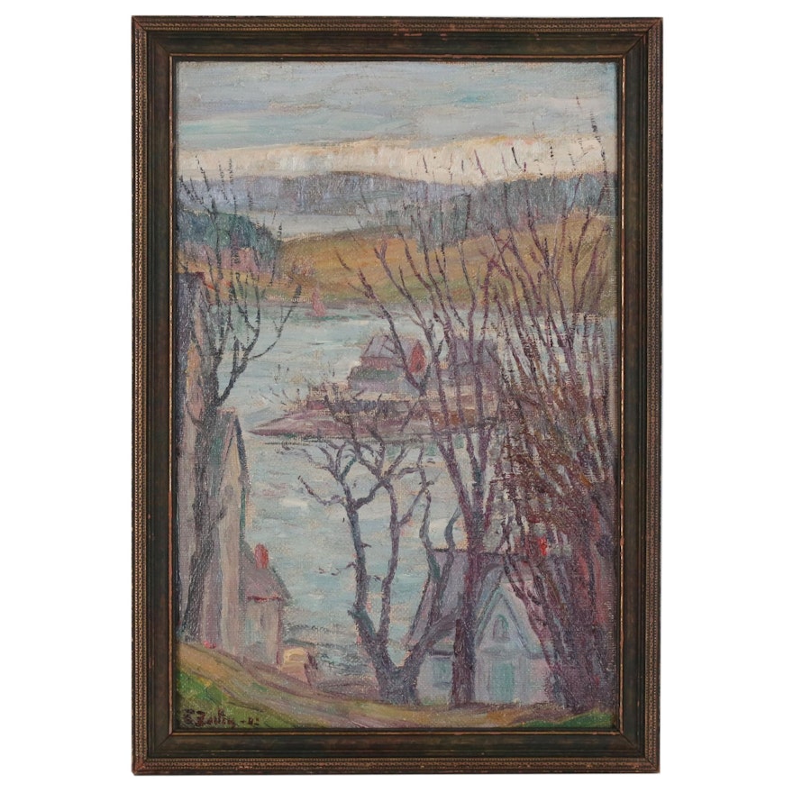 Earl Bailly Oil Painting "The Cove", Early to Mid 20th Century