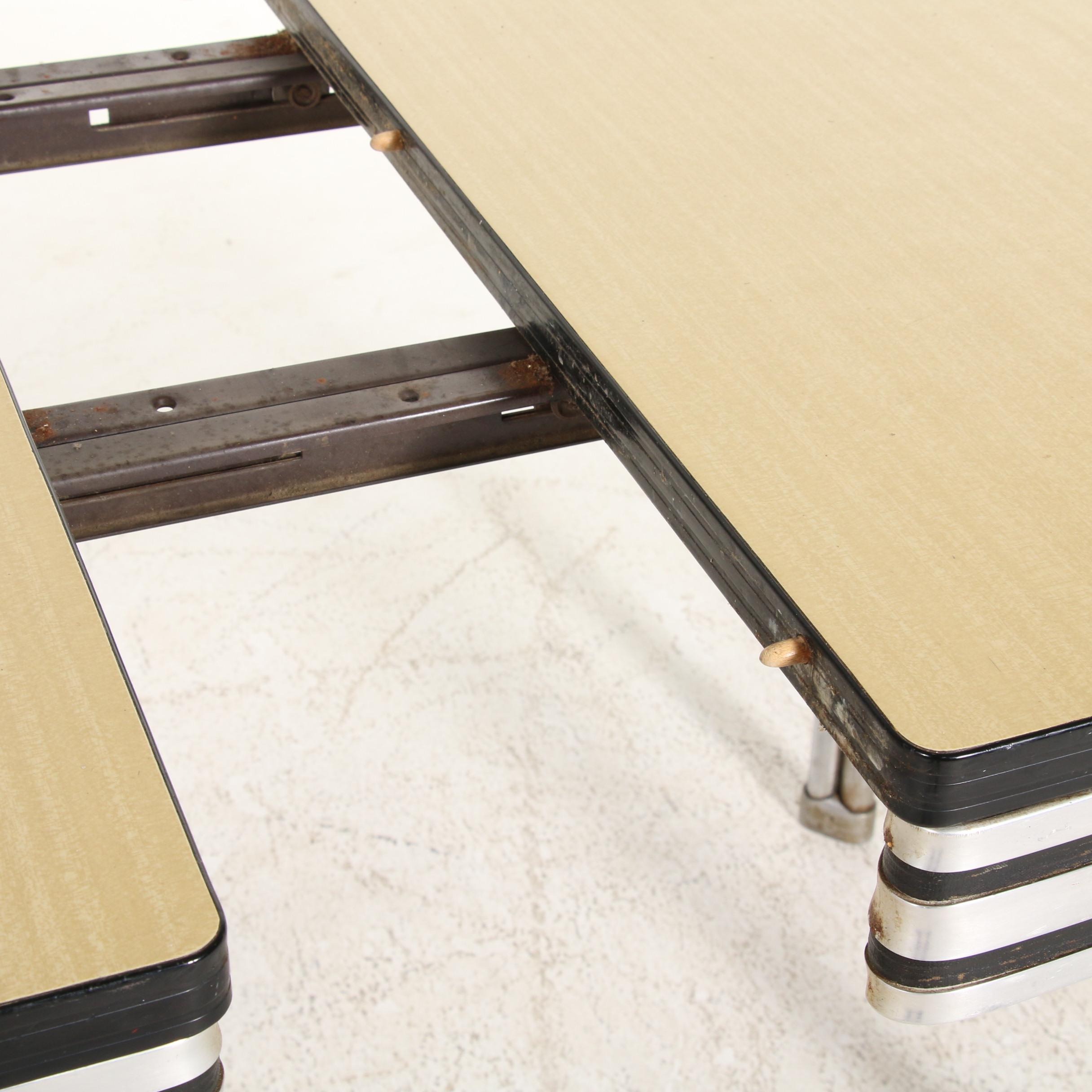 Art Deco Chrome and Laminate Dining Table, Matching Chairs, Early to Mid 20th C