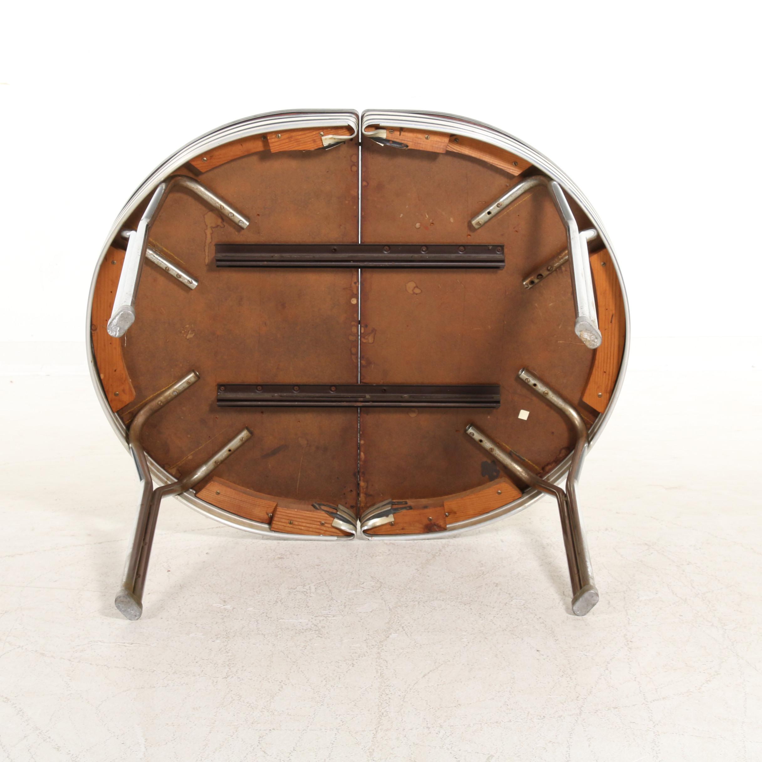 Art Deco Chrome and Laminate Dining Table, Matching Chairs, Early to Mid 20th C