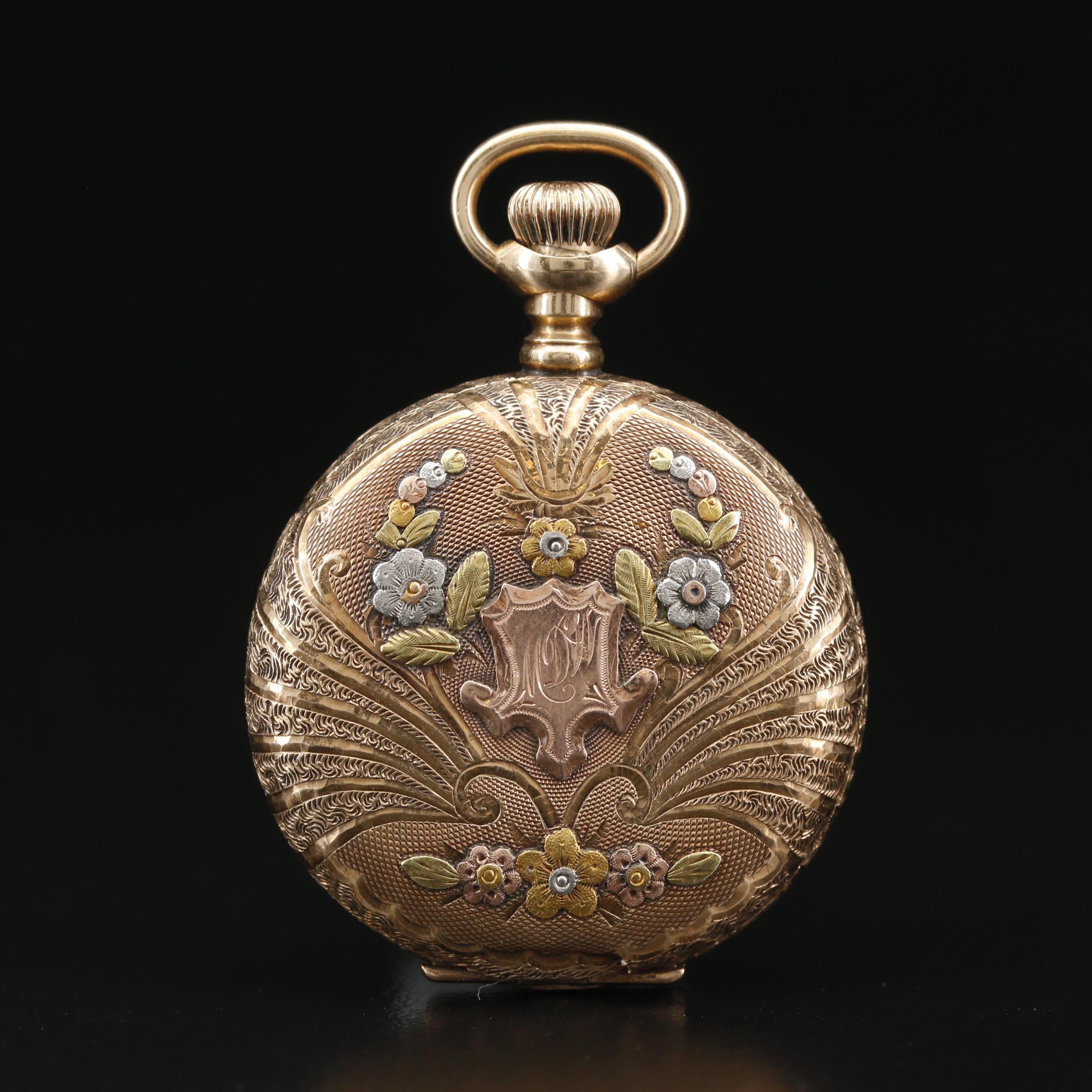 American Waltham Multicolor 14K Gold Pocket Watch