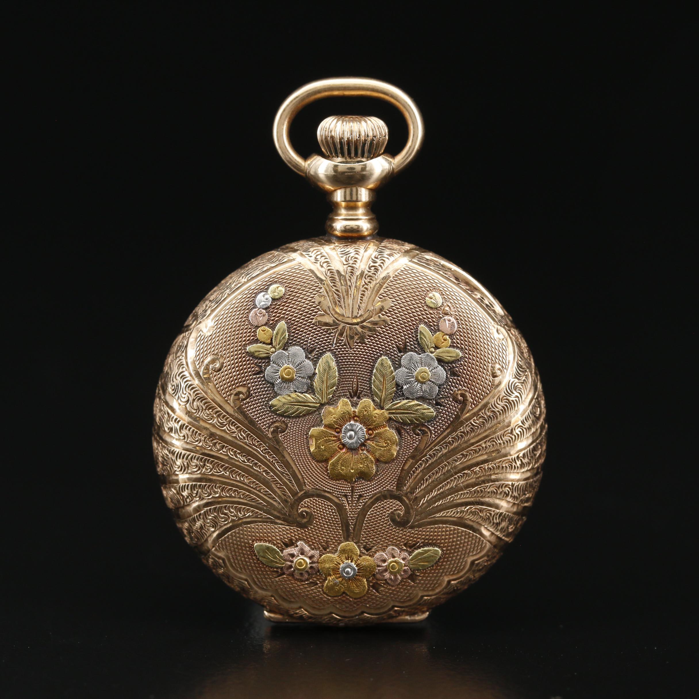 American Waltham Multicolor 14K Gold Pocket Watch