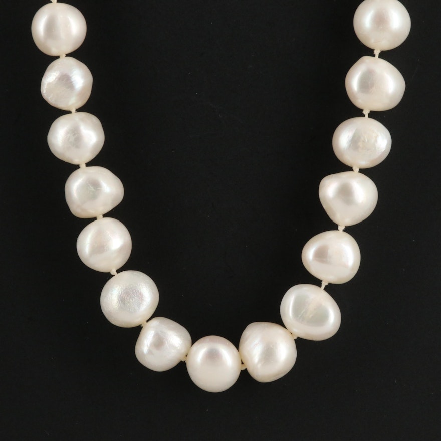 Pearl Knotted Necklace with 14K Clasp