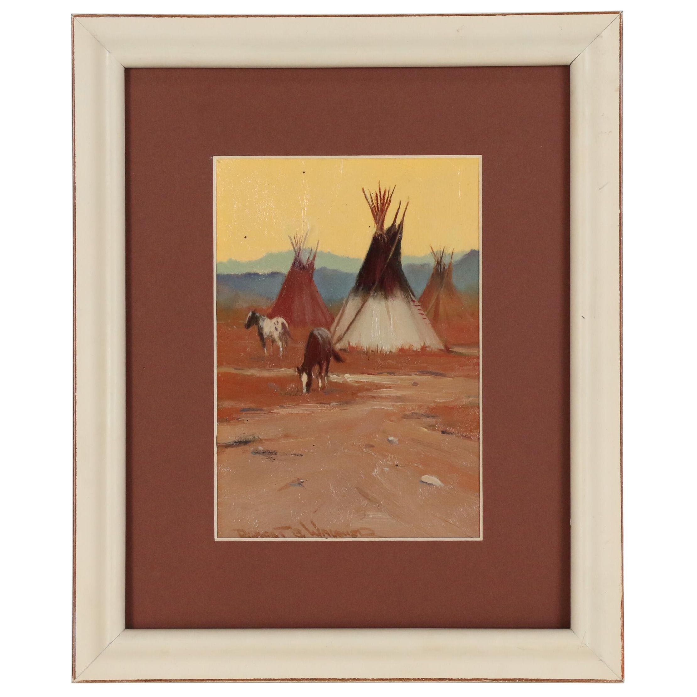 Robert Wagoner Oil Painting "Tipis and Horses"