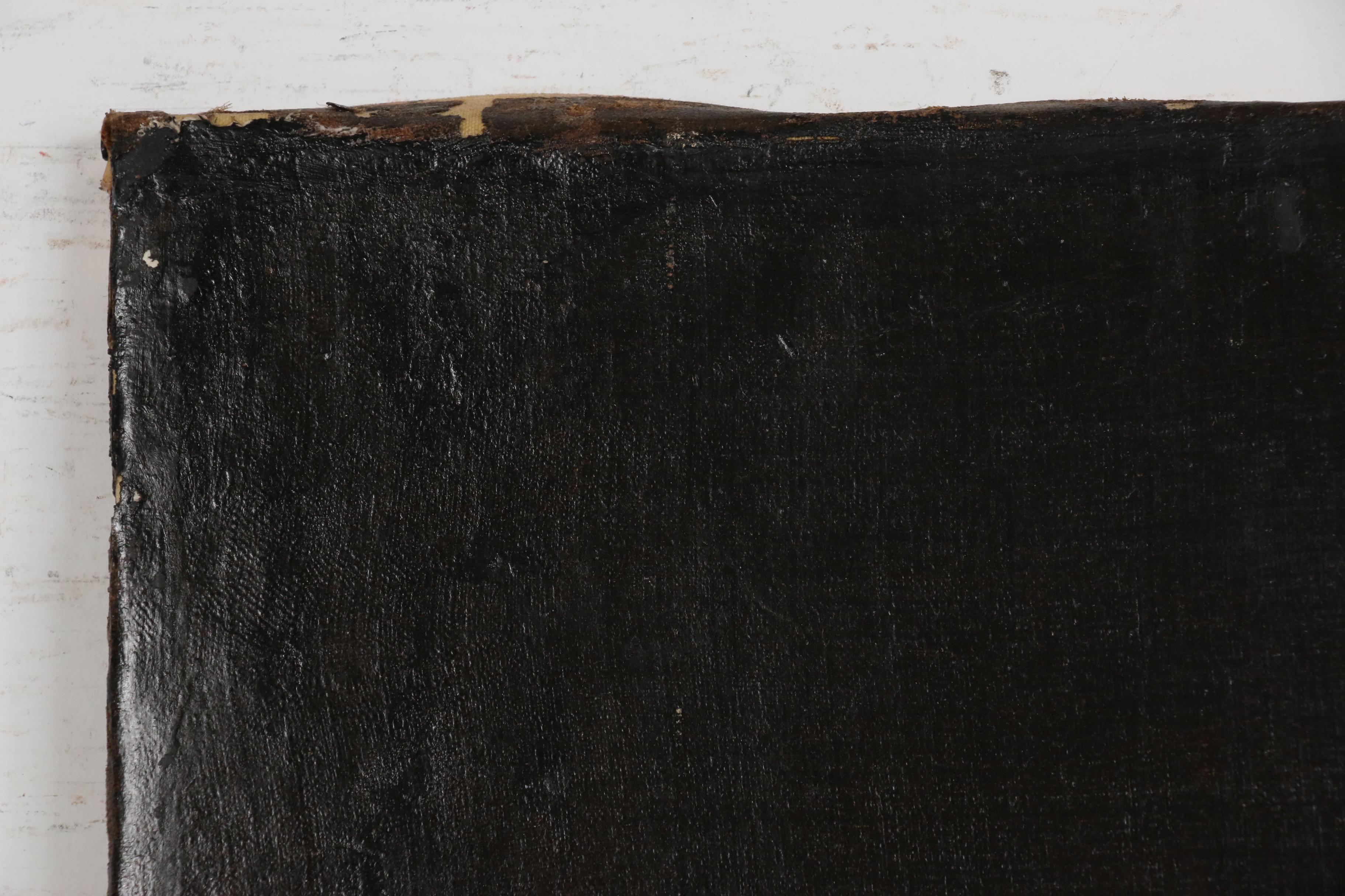 German School Oil Painting of Elderly Man Lighting a Pipe, 19th Century