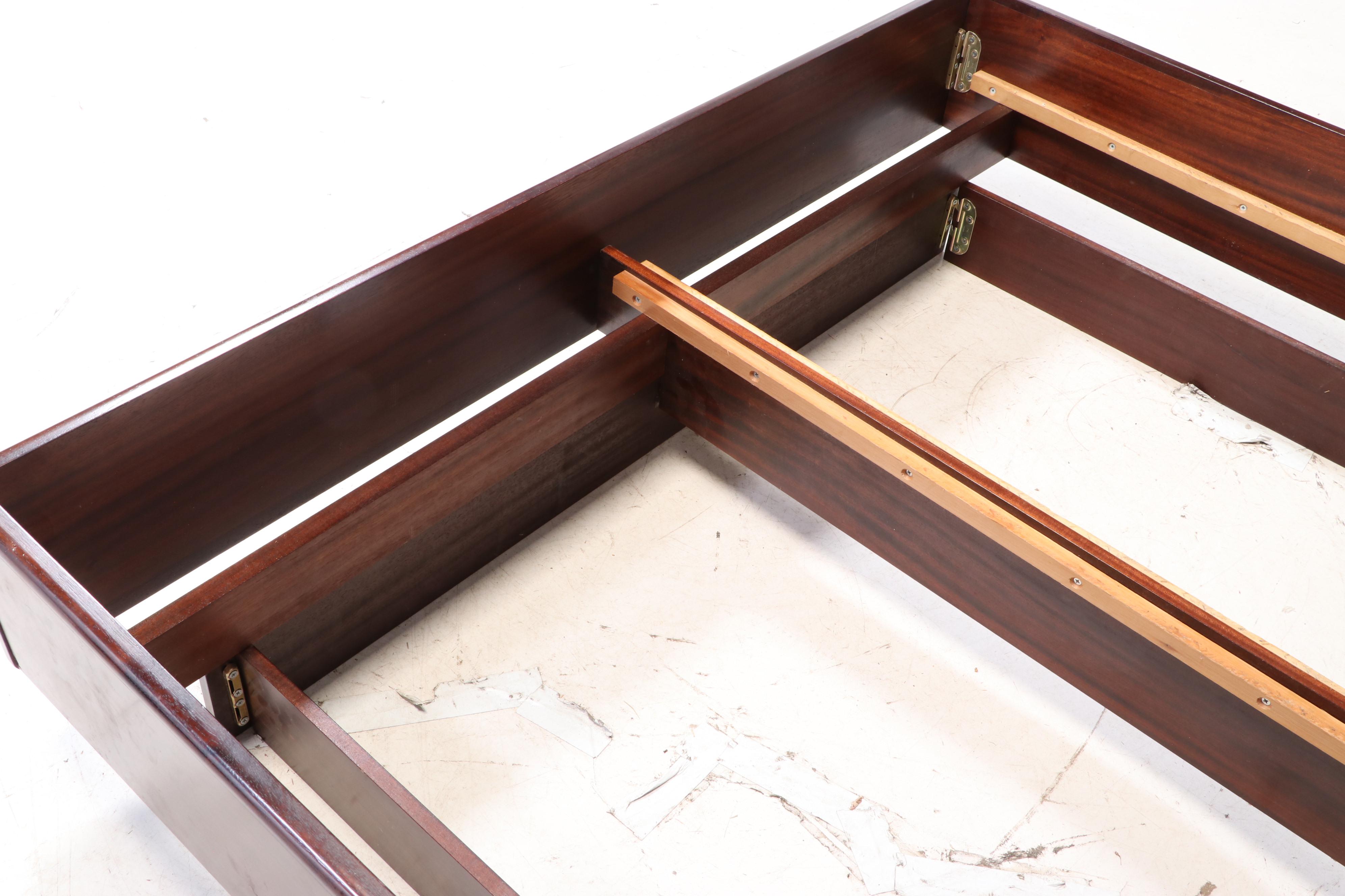 Modernist Rosewood Queen Size Platform Bed Frame with Attached Nightstands