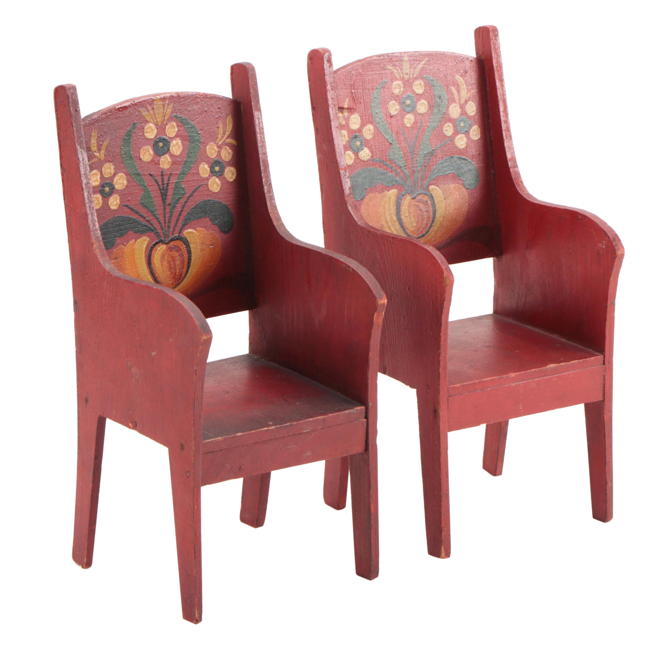 PennsylvaniaDutch Style HandPainted Miniature Wooden Chairs EBTH