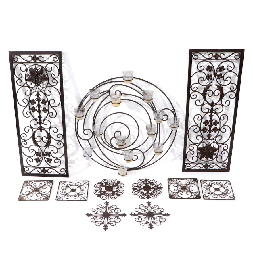 Decorative Metal Panels and Candle Holder