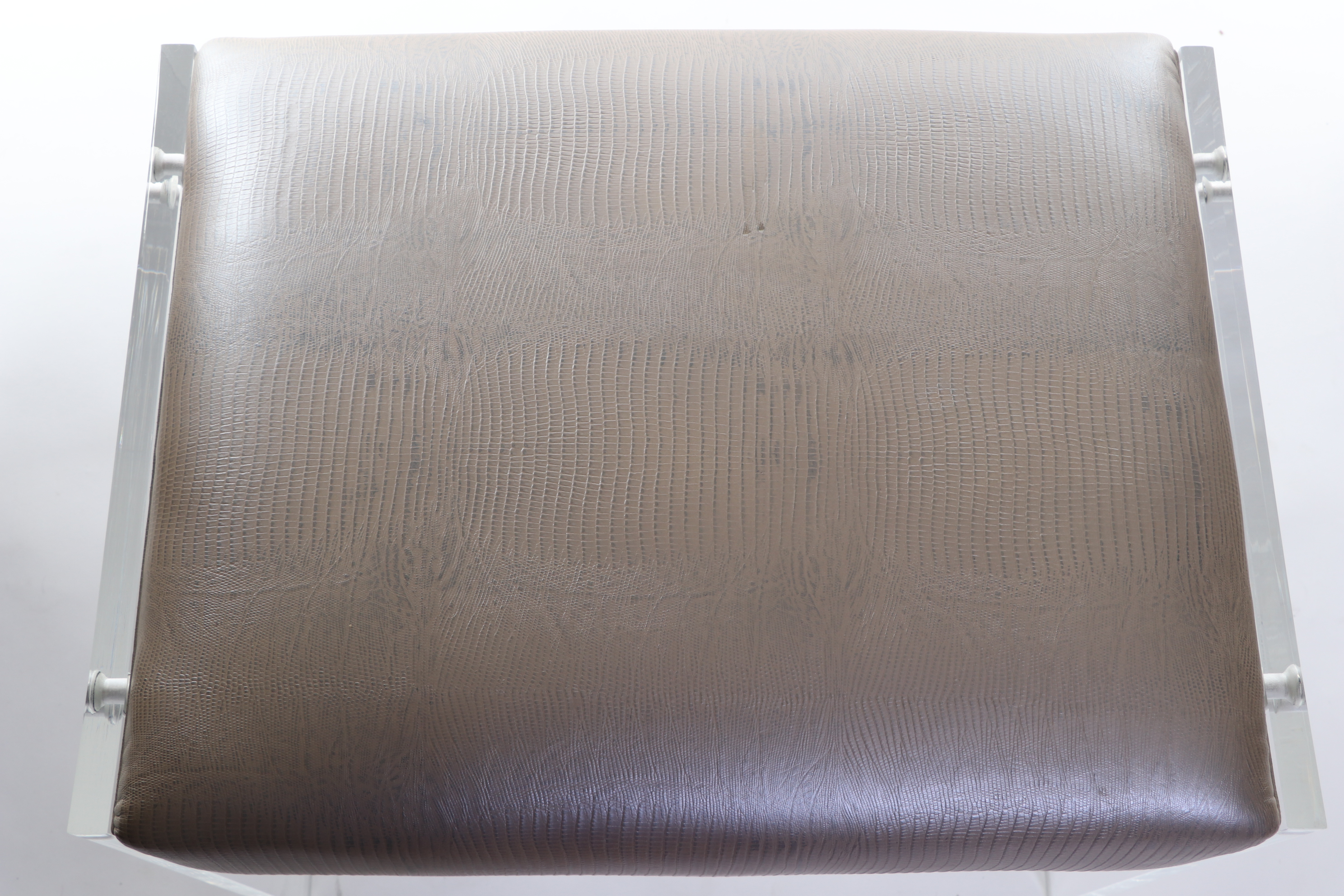 Interlude Home Acrylic Ottoman with Faux Leather Upholstery