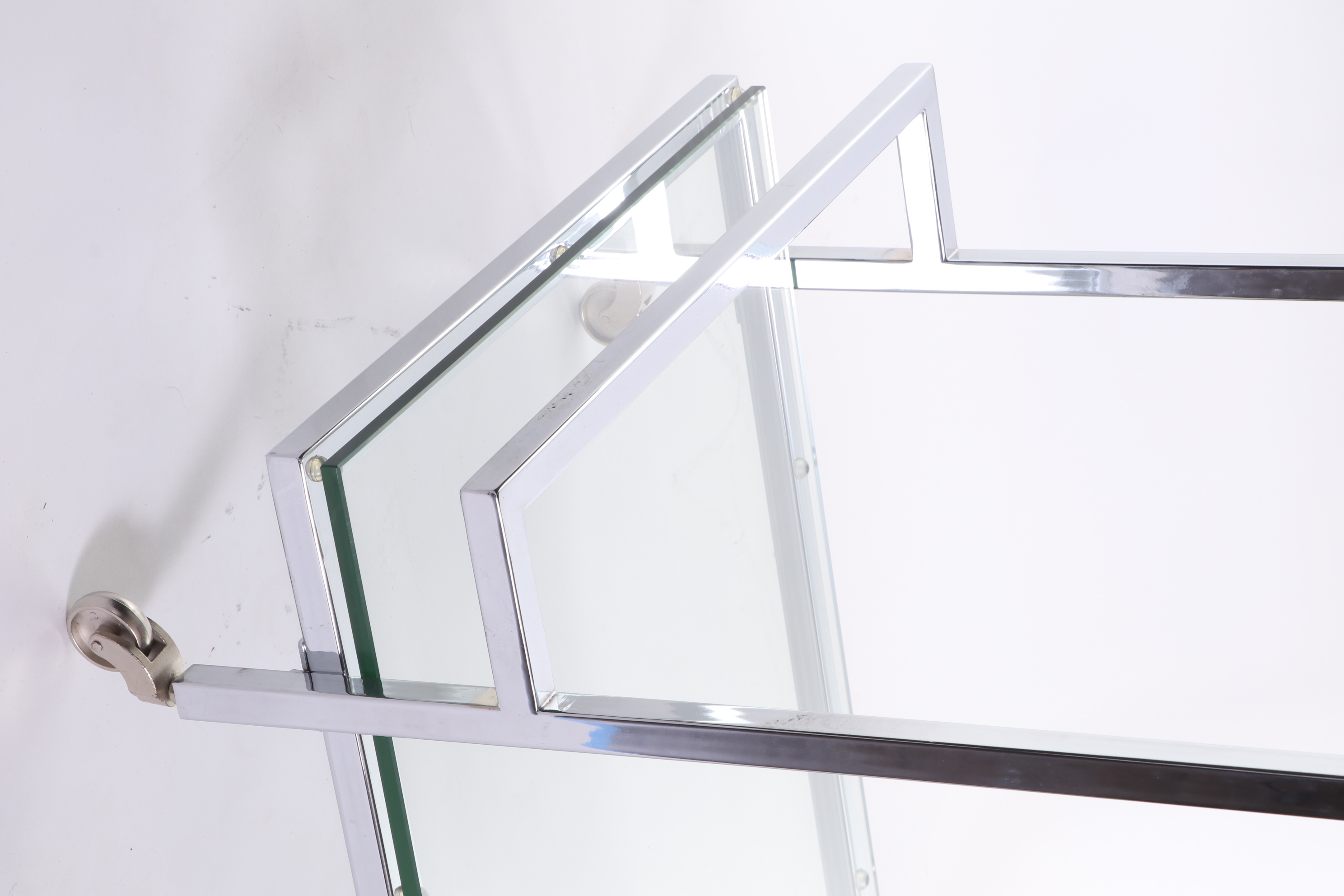 White Marble and Chrome Mobile Bar Cart, Contemporary