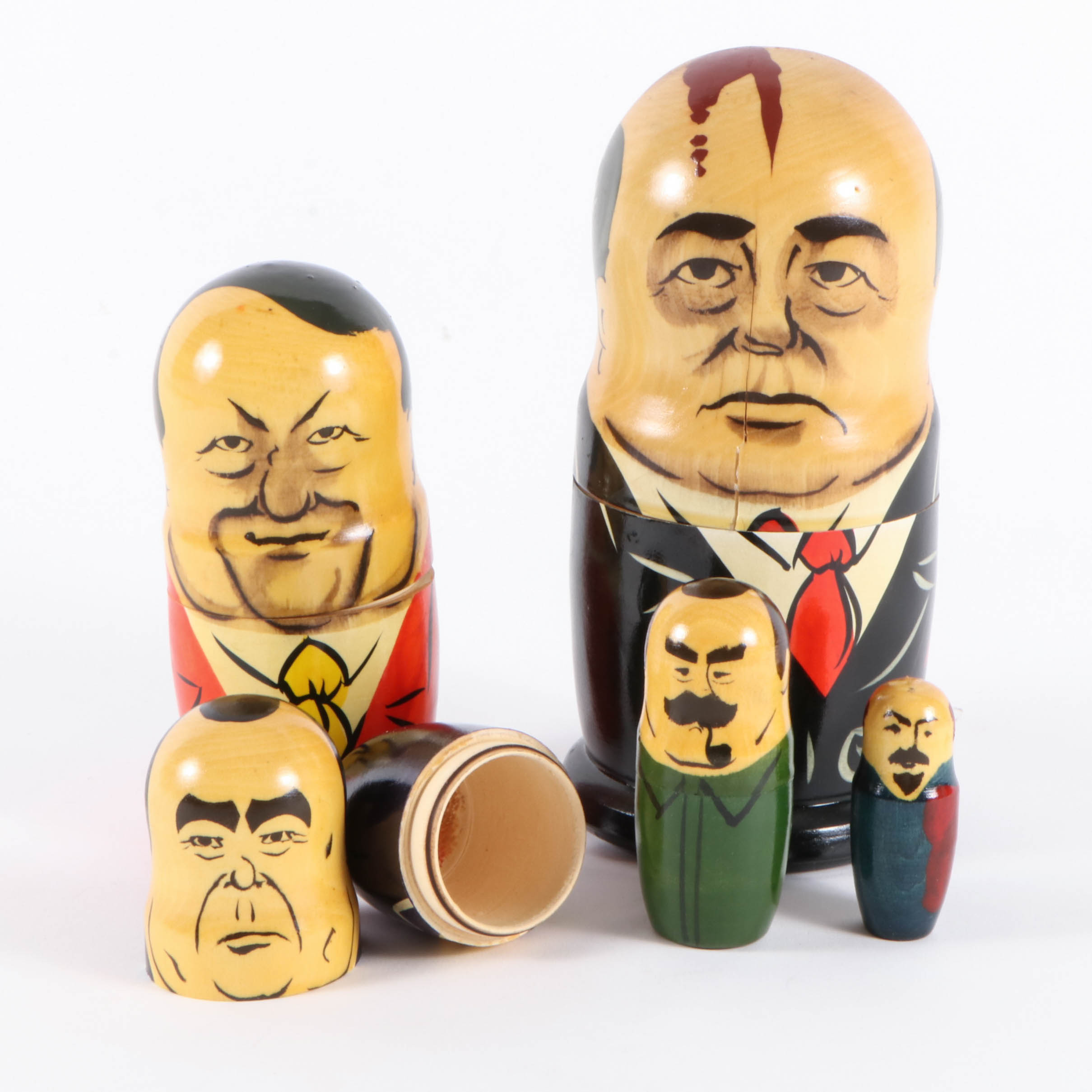 Soviet Union Leaders Hand-Painted Nesting Doll, Late 20th Century