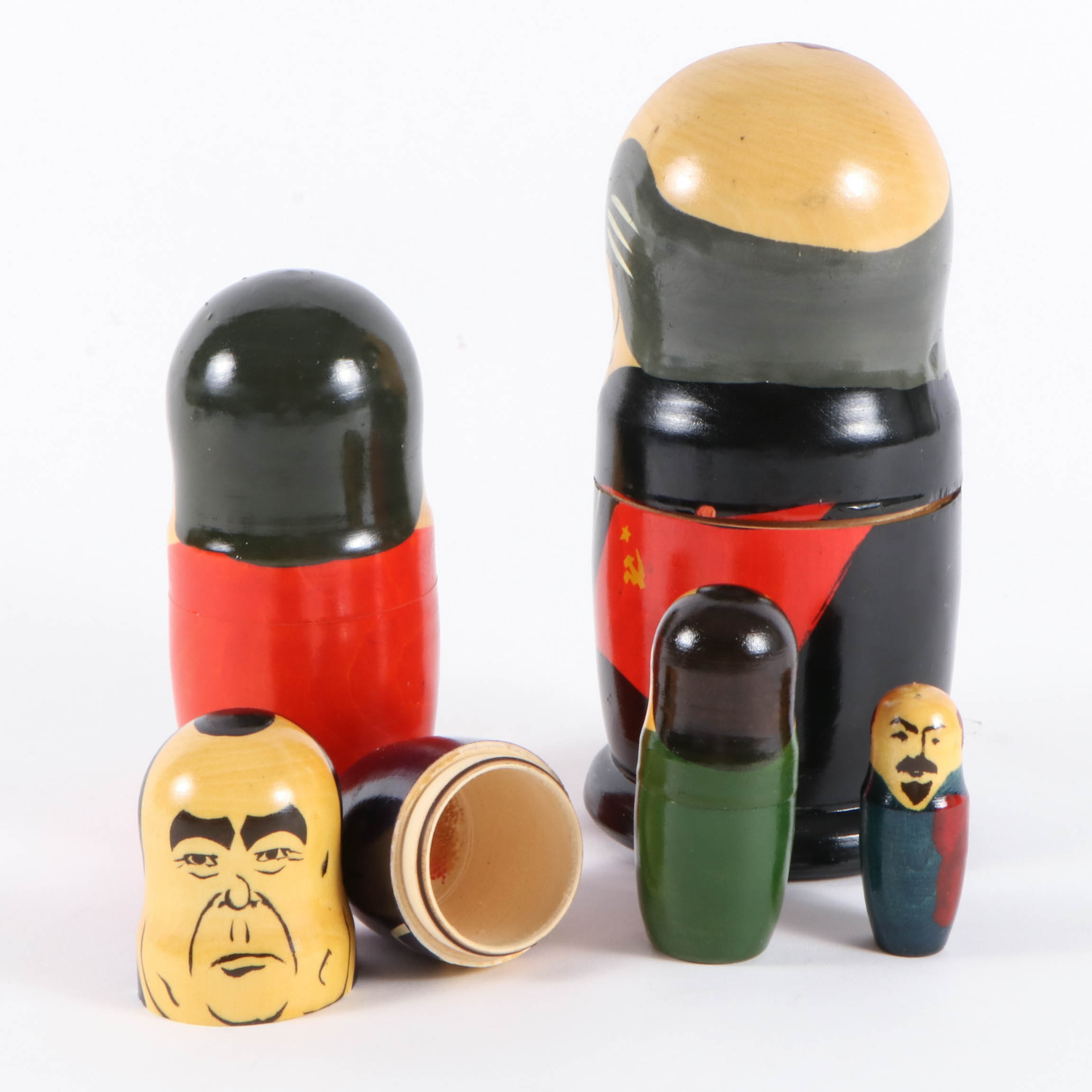 Soviet Union Leaders Hand-Painted Nesting Doll, Late 20th Century