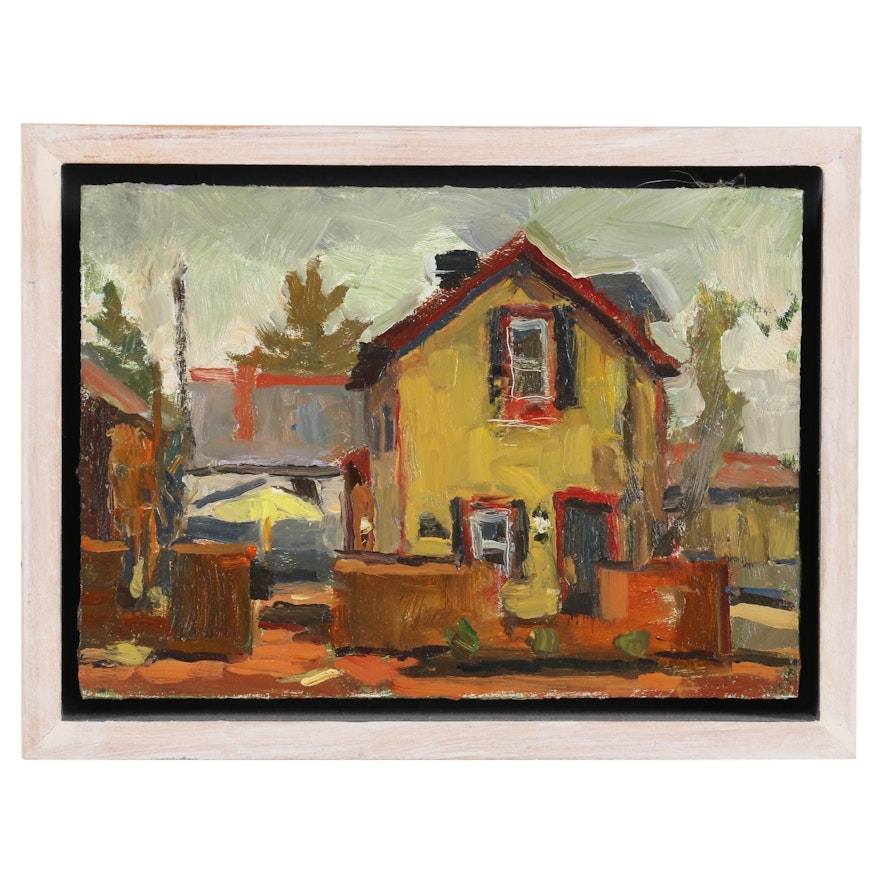 Joe Lombardo Oil Painting "Yellow House Overcast", 2009