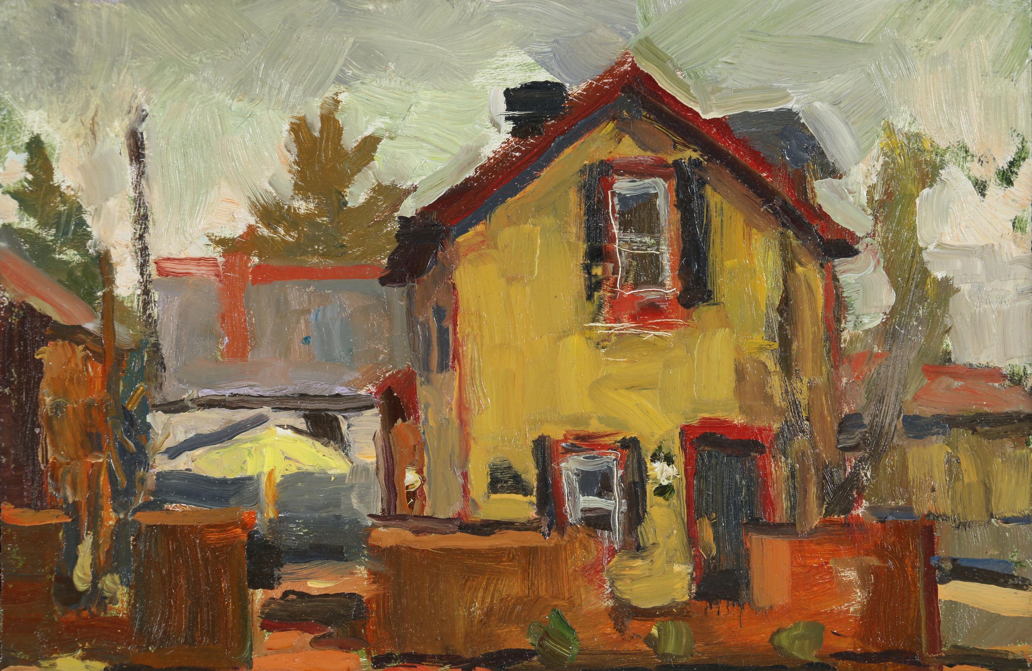 Joe Lombardo Oil Painting "Yellow House Overcast", 2009
