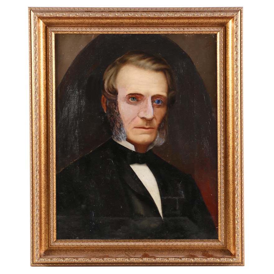 American School Oil Portrait of Gentelman, Late 19th to Early 20th Century