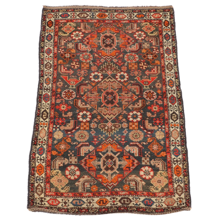 3'8 x 6'2 Hand-Knotted Persian Khamseh Wool Rug