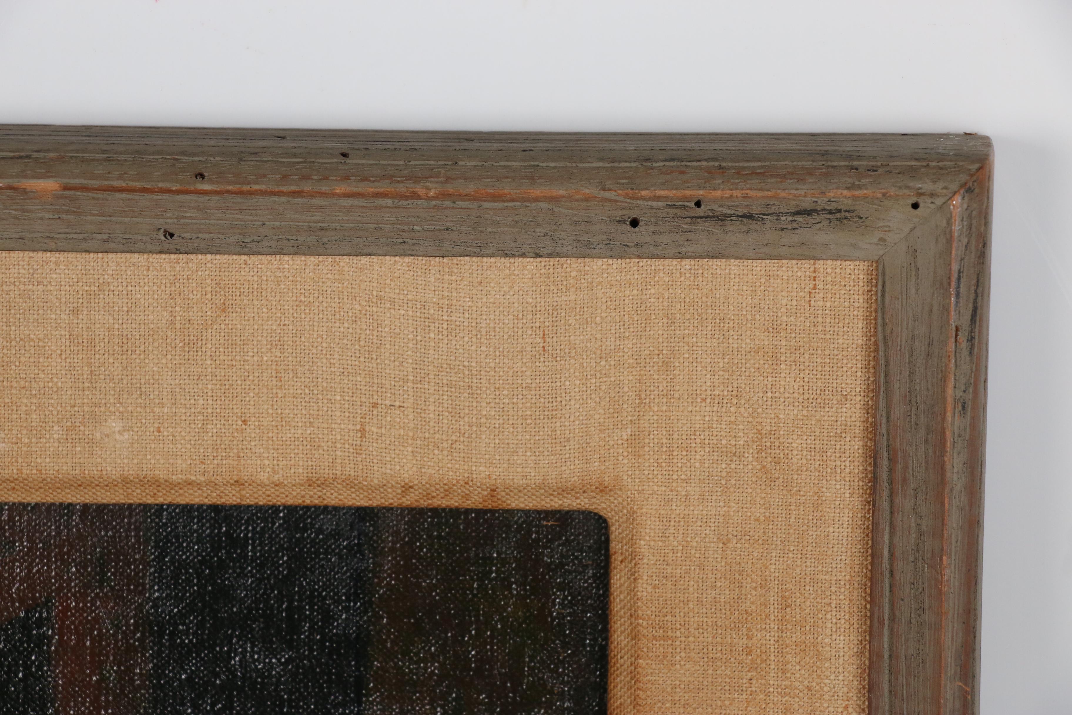 John McGhee Cubist Style Street Scene Oil Painting, Mid-Late 20th Century