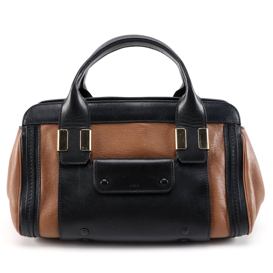 Chloé Alice Small Satchel in Colorblock Brown and Black Leather