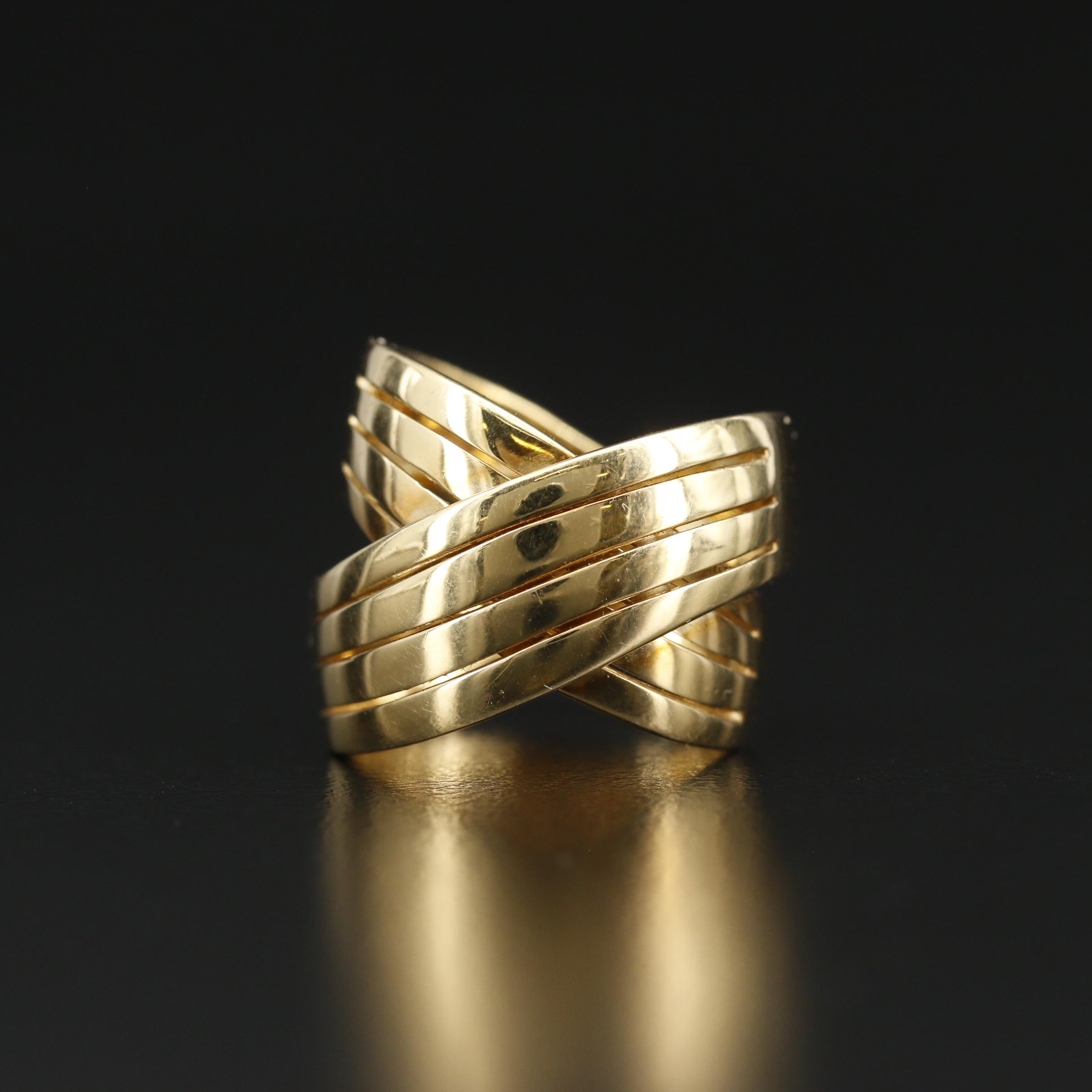 Italian 18K Banded Crossover Ring