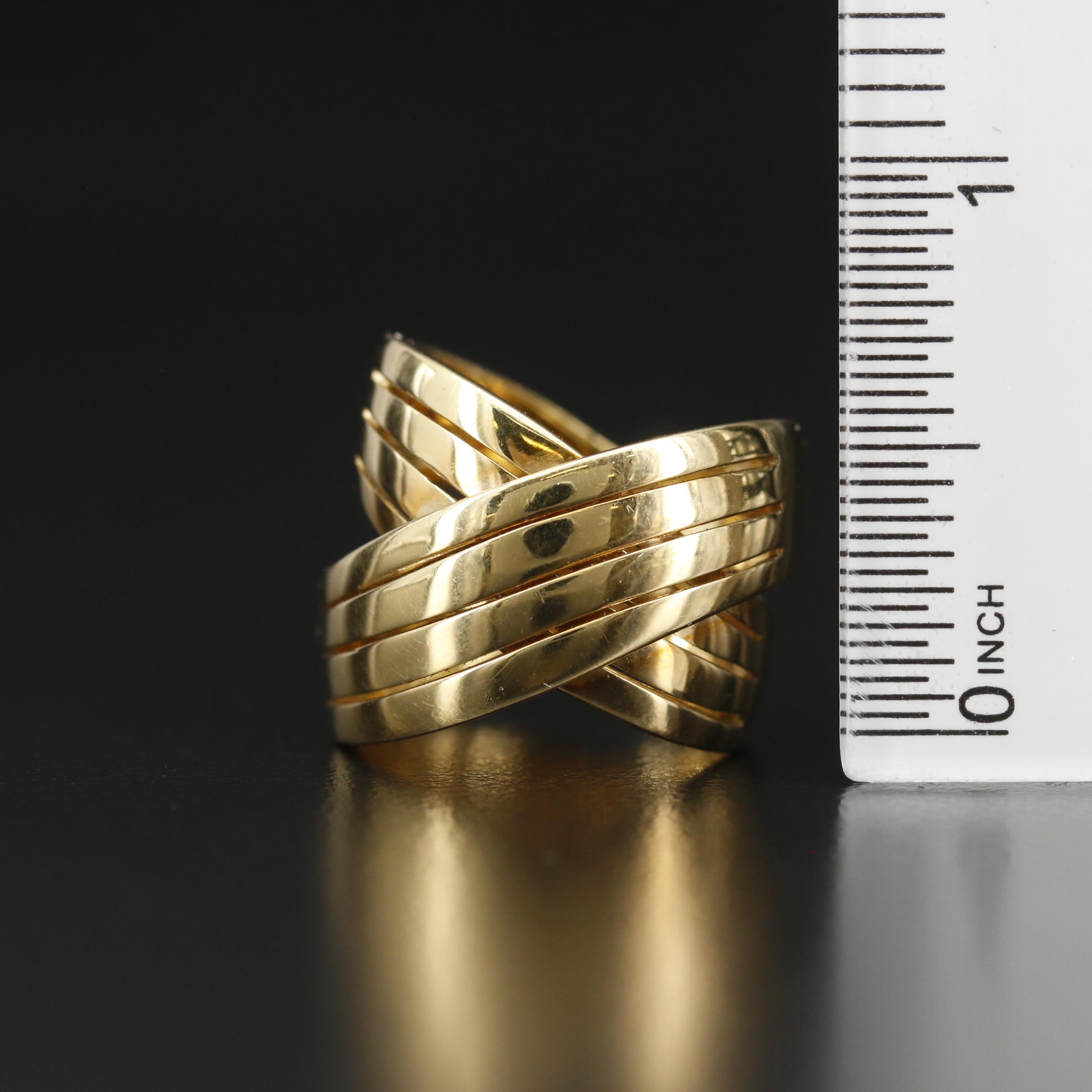 Italian 18K Banded Crossover Ring