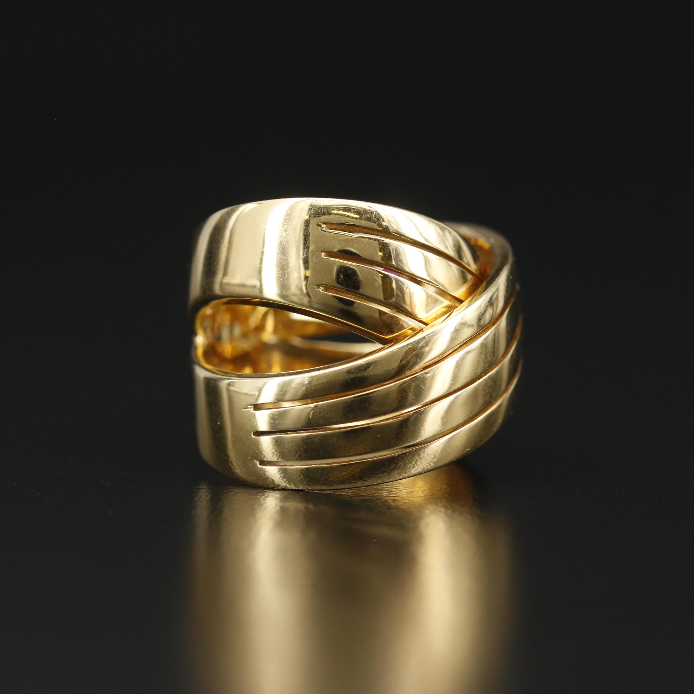 Italian 18K Banded Crossover Ring