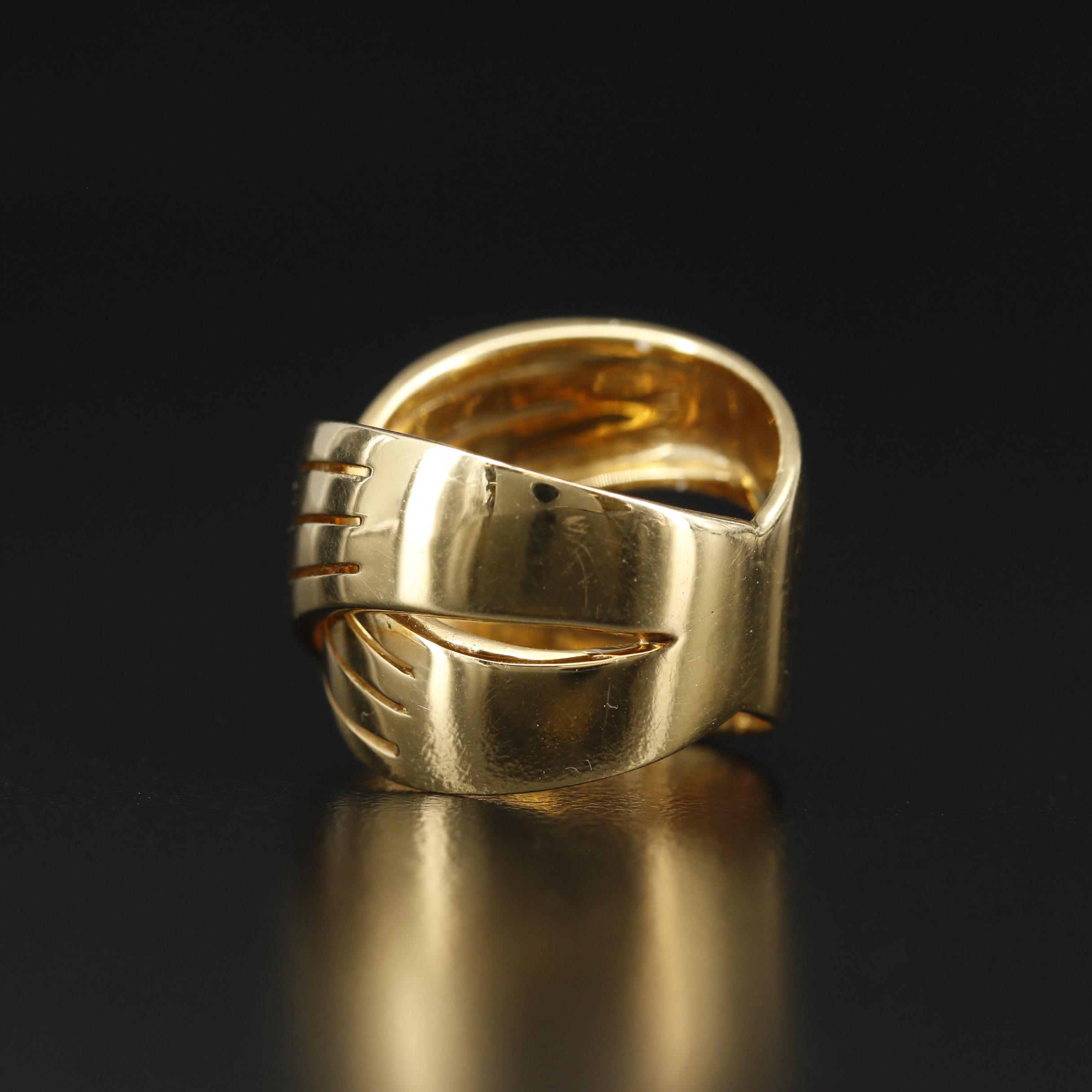 Italian 18K Banded Crossover Ring